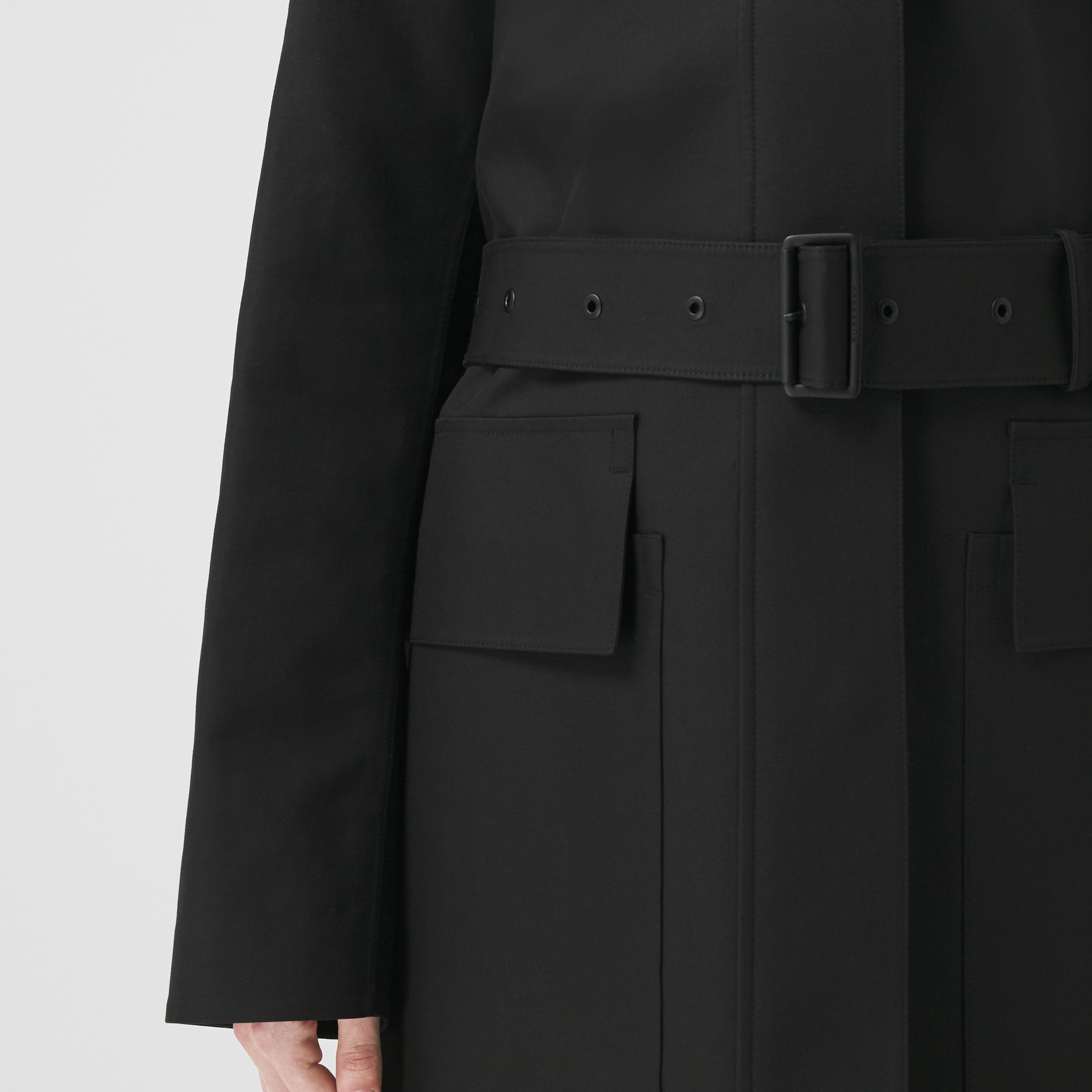 Cotton Belted Car Coat in Black/stripe - Women | Burberry® Official - 4