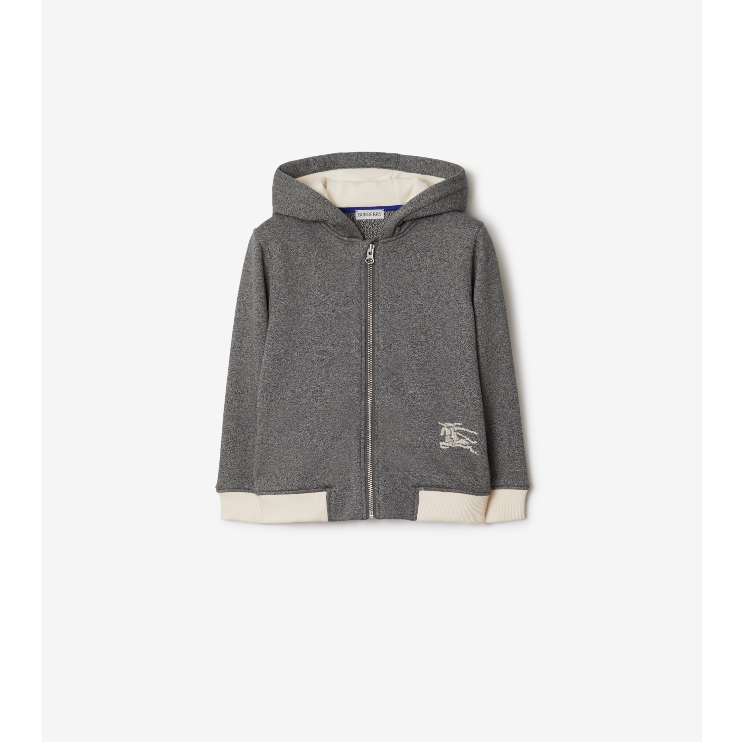 Cotton Zip Hoodie in Charcoal grey melange