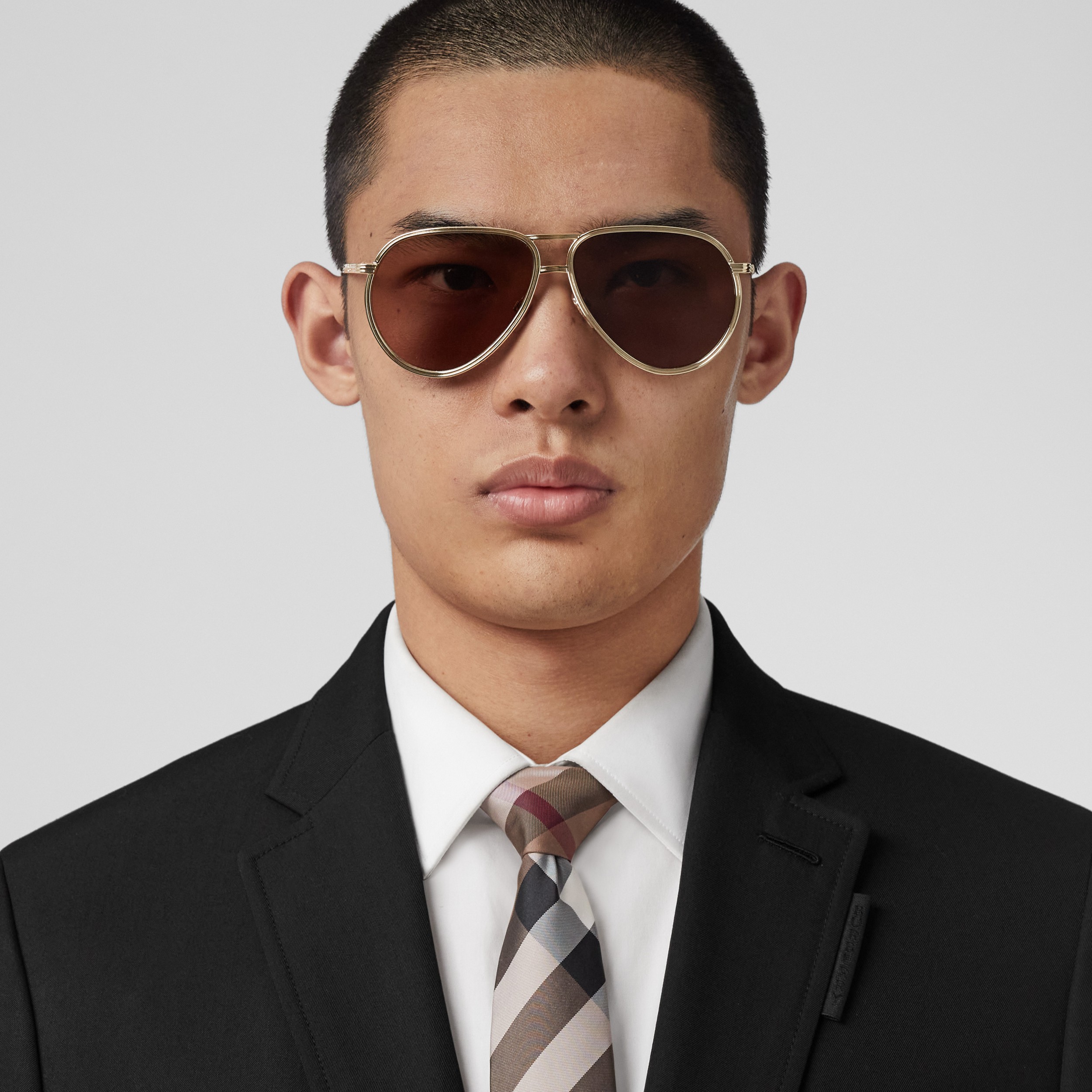 Gafas de sol estilo aviador (Marrón Oscuro) - Hombre | Burberry® oficial - 3