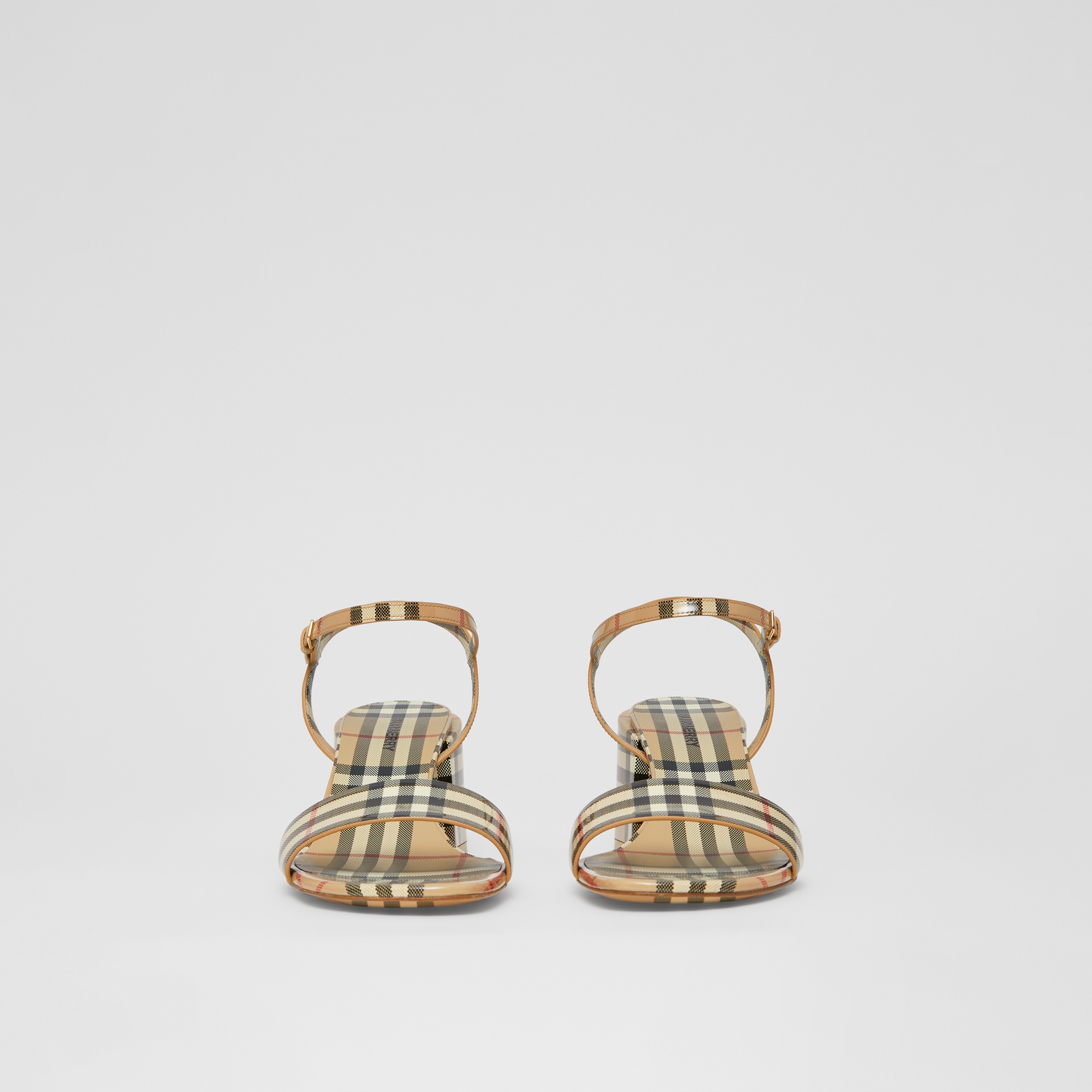 Vintage Check Patent Leather Sandals in Archive Beige - Women | Burberry® Official - 4