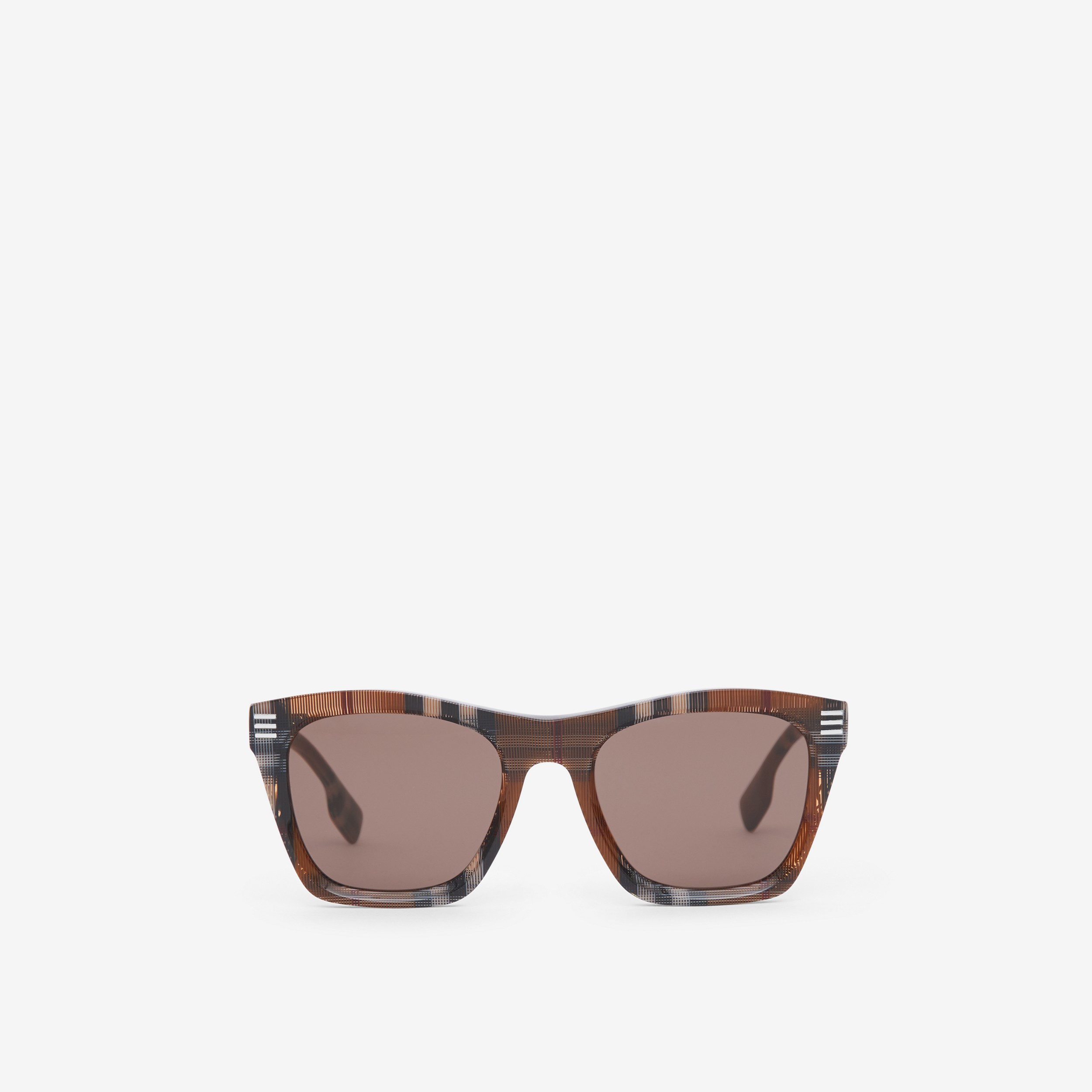 Check Square Frame Sunglasses in Birch Brown - Men | Burberry® Official - 1
