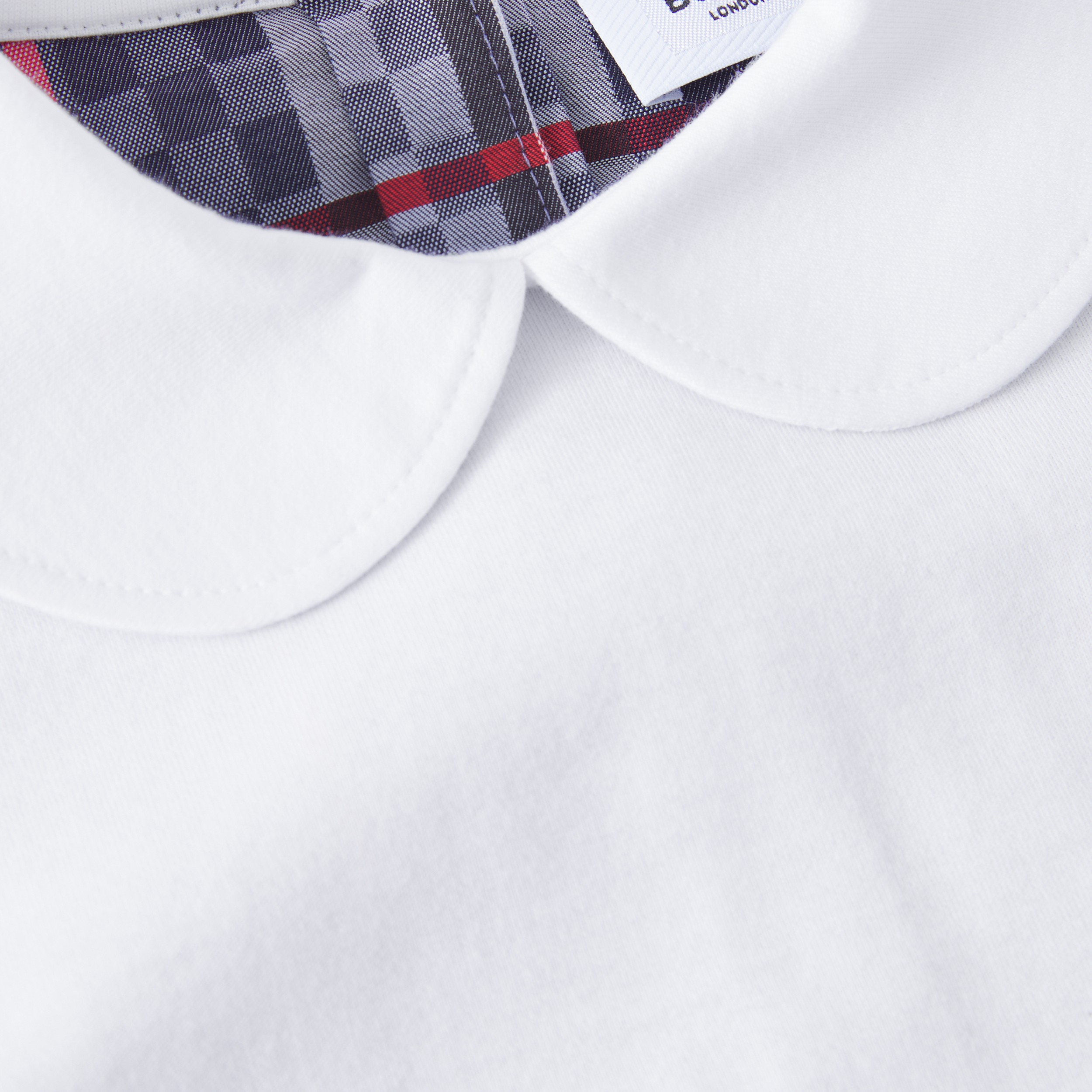 Peter Pan Collar Chequerboard Panel Cotton T-Shirt in White | Burberry® Official - 2
