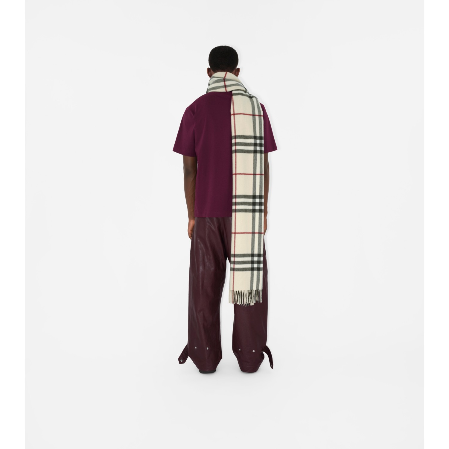 Wide Check Cashmere Scarf