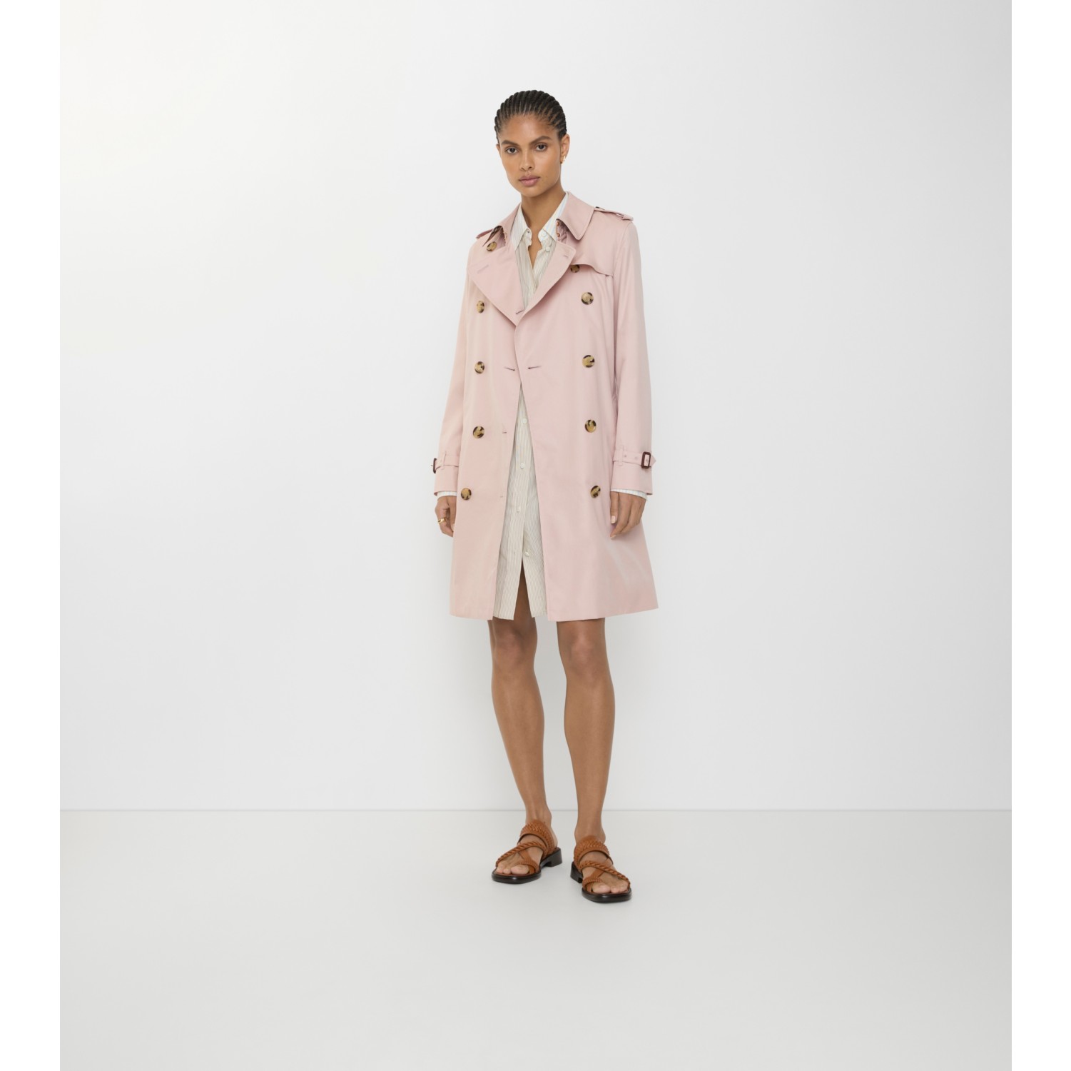 Mid-length Tropical Gabardine Kensington Trench Coat in Pale sugar pink - Women | Burberry® Official