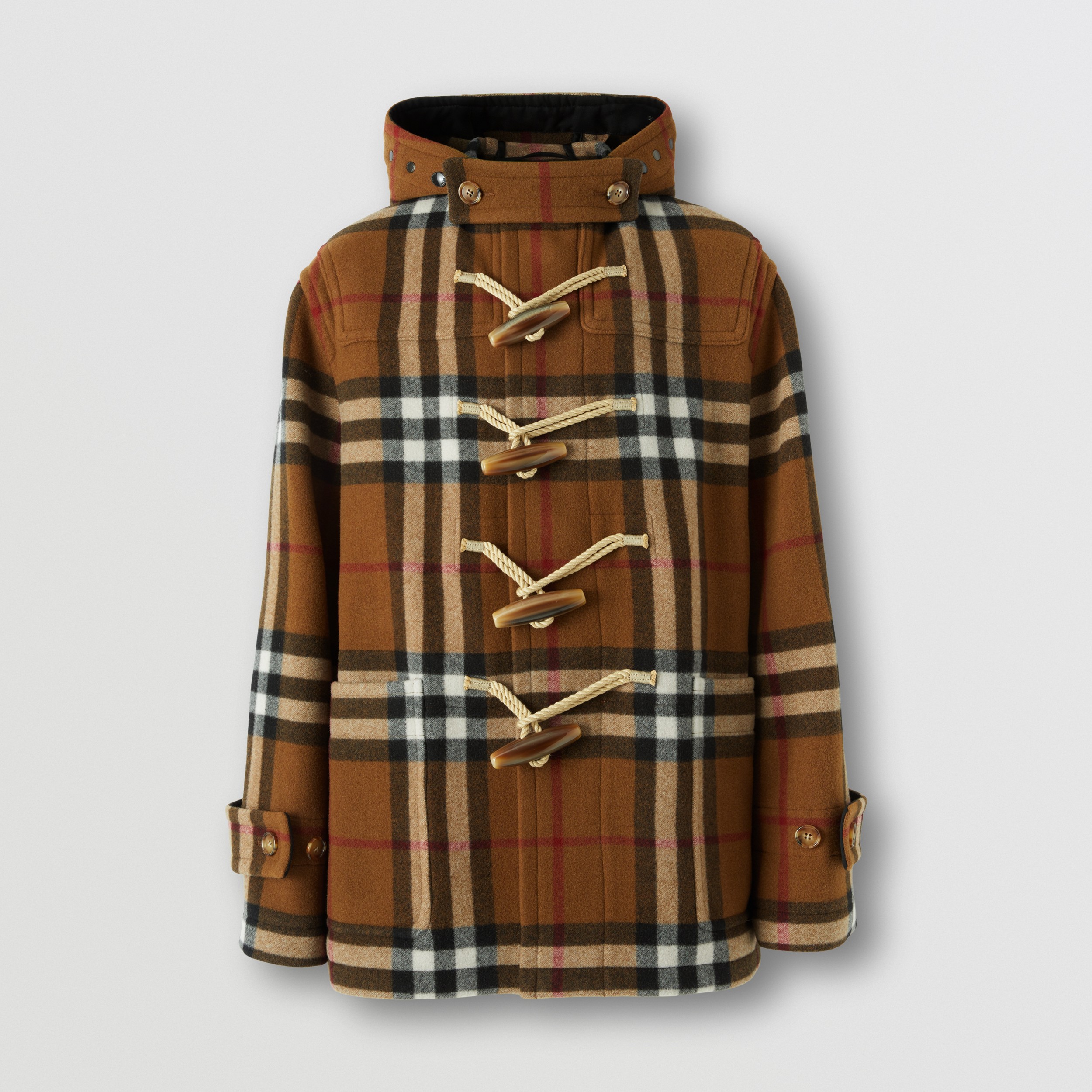 Duffle coat oversize de lã tecnológica xadrez (Marrom Bétula) - Homens | Burberry® oficial - 4