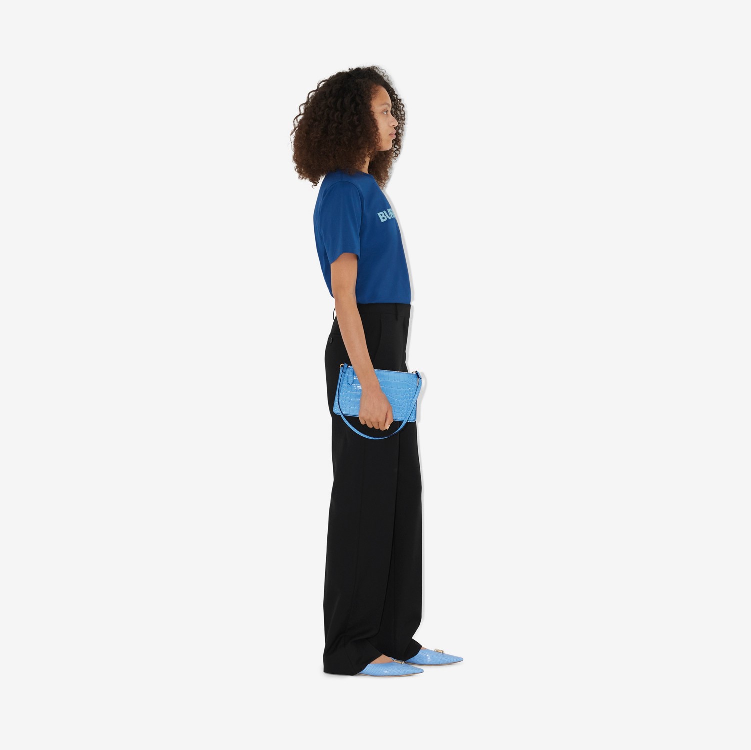 Camiseta de algodão com estampa de logotipo (Azul Marinho Enriquecido) - Mulheres | Burberry® oficial
