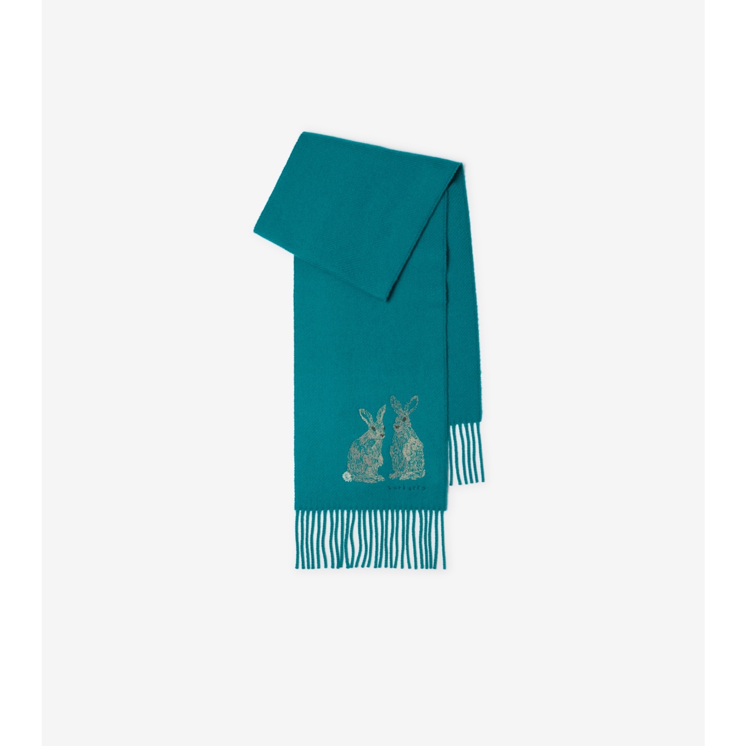 Hare Wool Cashmere Scarf in Kingfisher Burberry Official