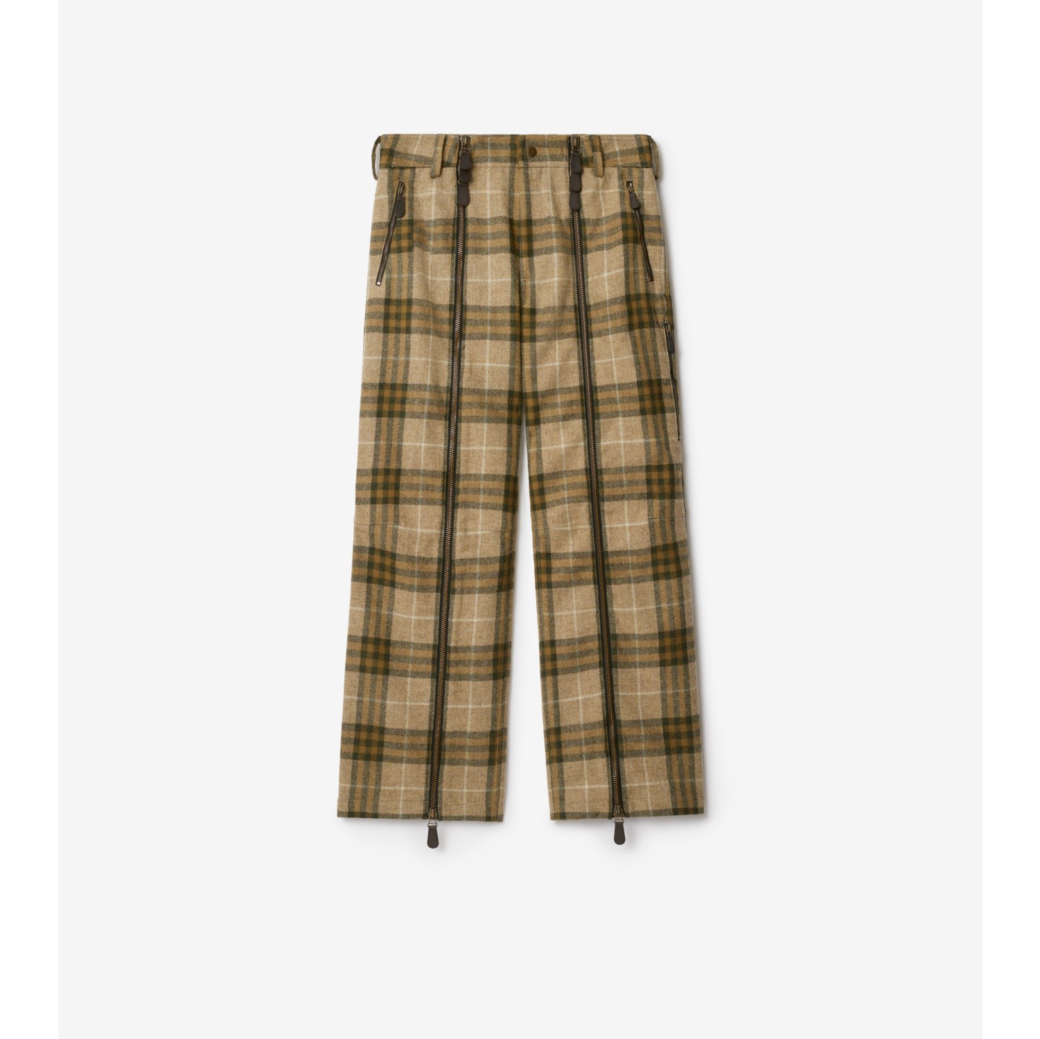 Pantalon zippé en laine Check