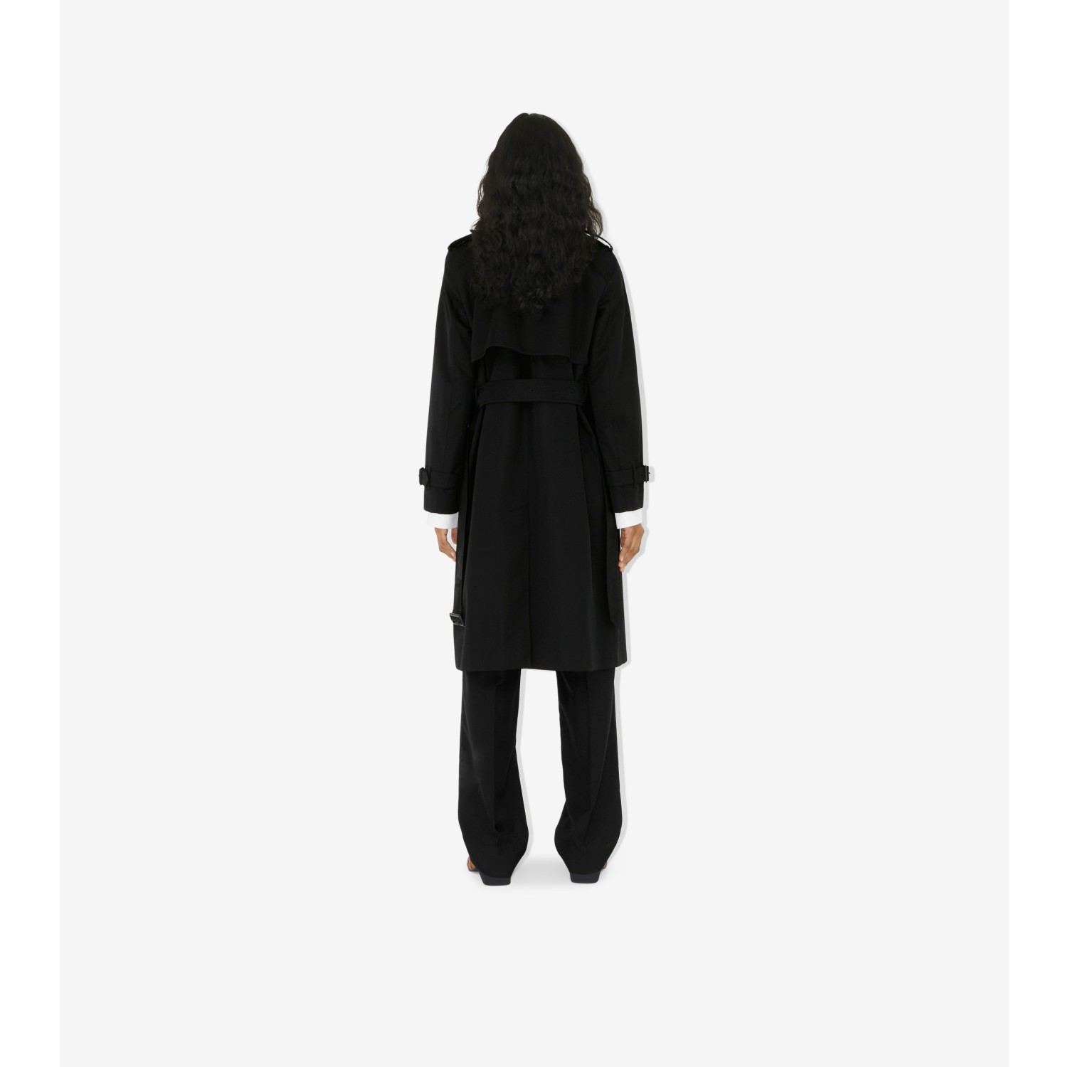 Long Check Collar Trench Coat in Black Women Burberry® Official