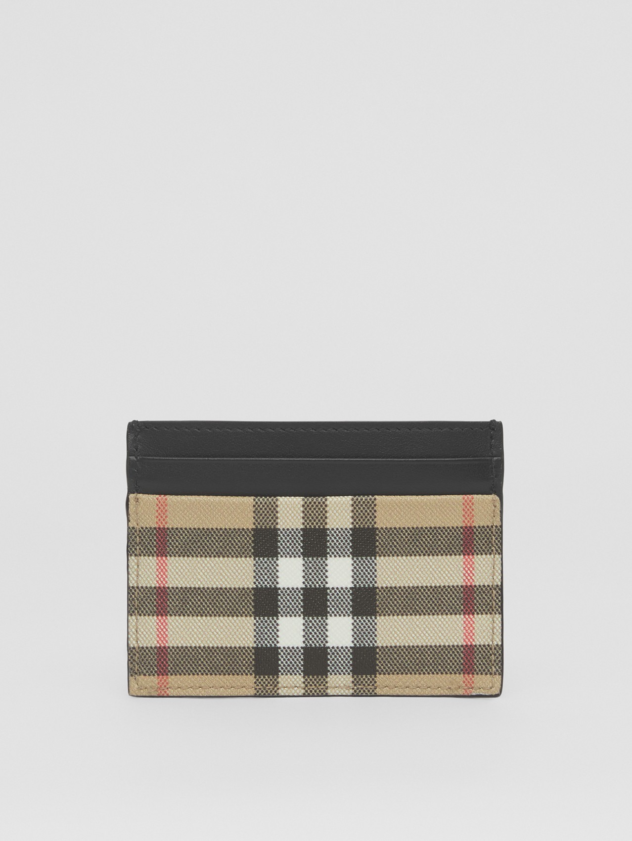 Vintage Check E-canvas and Leather Card Case in Archive Beige