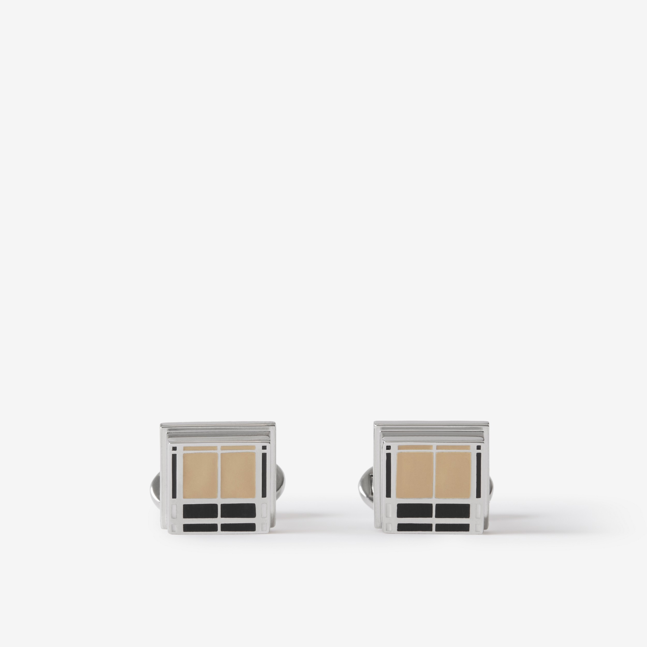 Check Palladium-plated Square Cufflinks in Archive Beige/palladium | Burberry® Official - 1