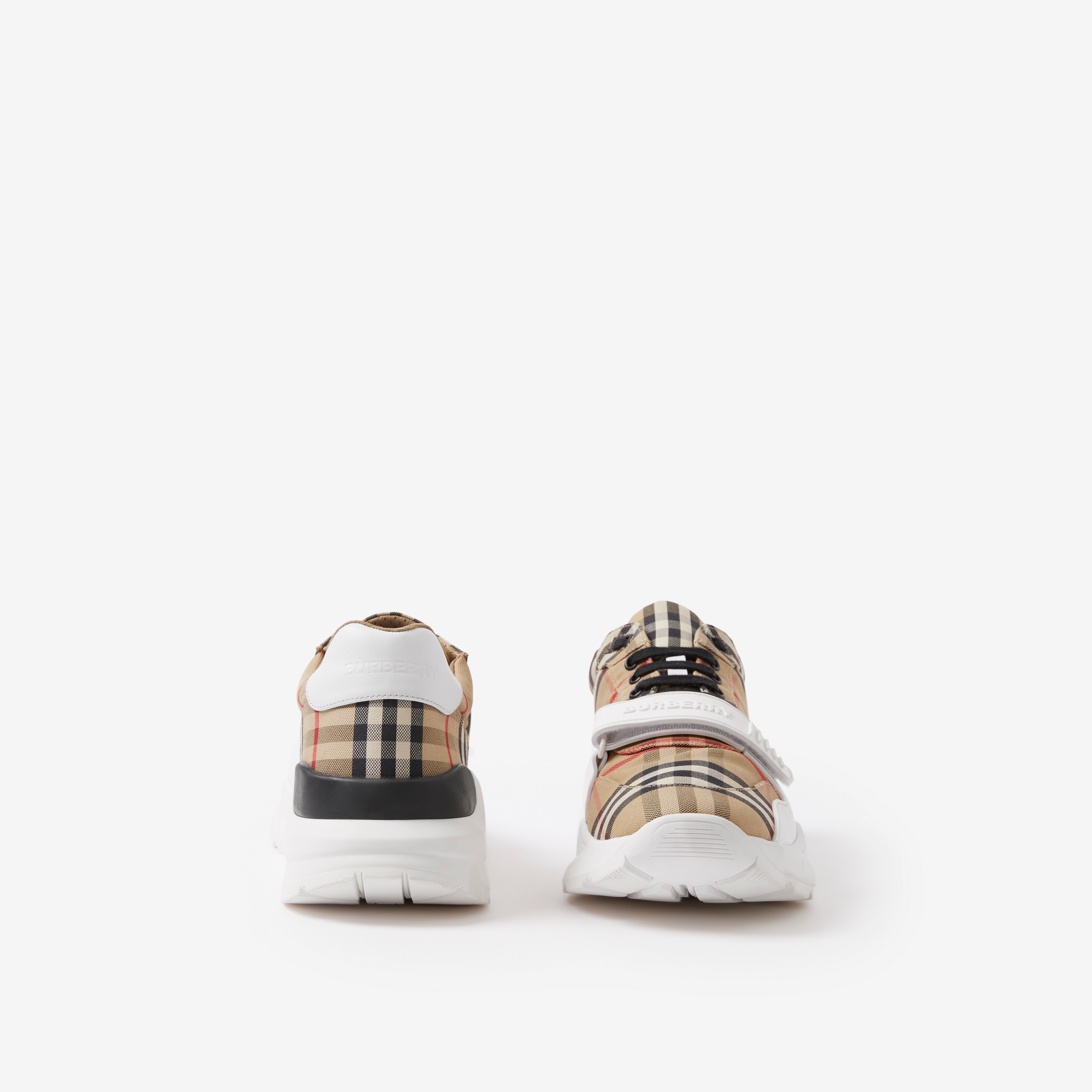 Vintage Check, Suede and Leather Sneakers in Archive Beige - Men | Burberry® Official - 4