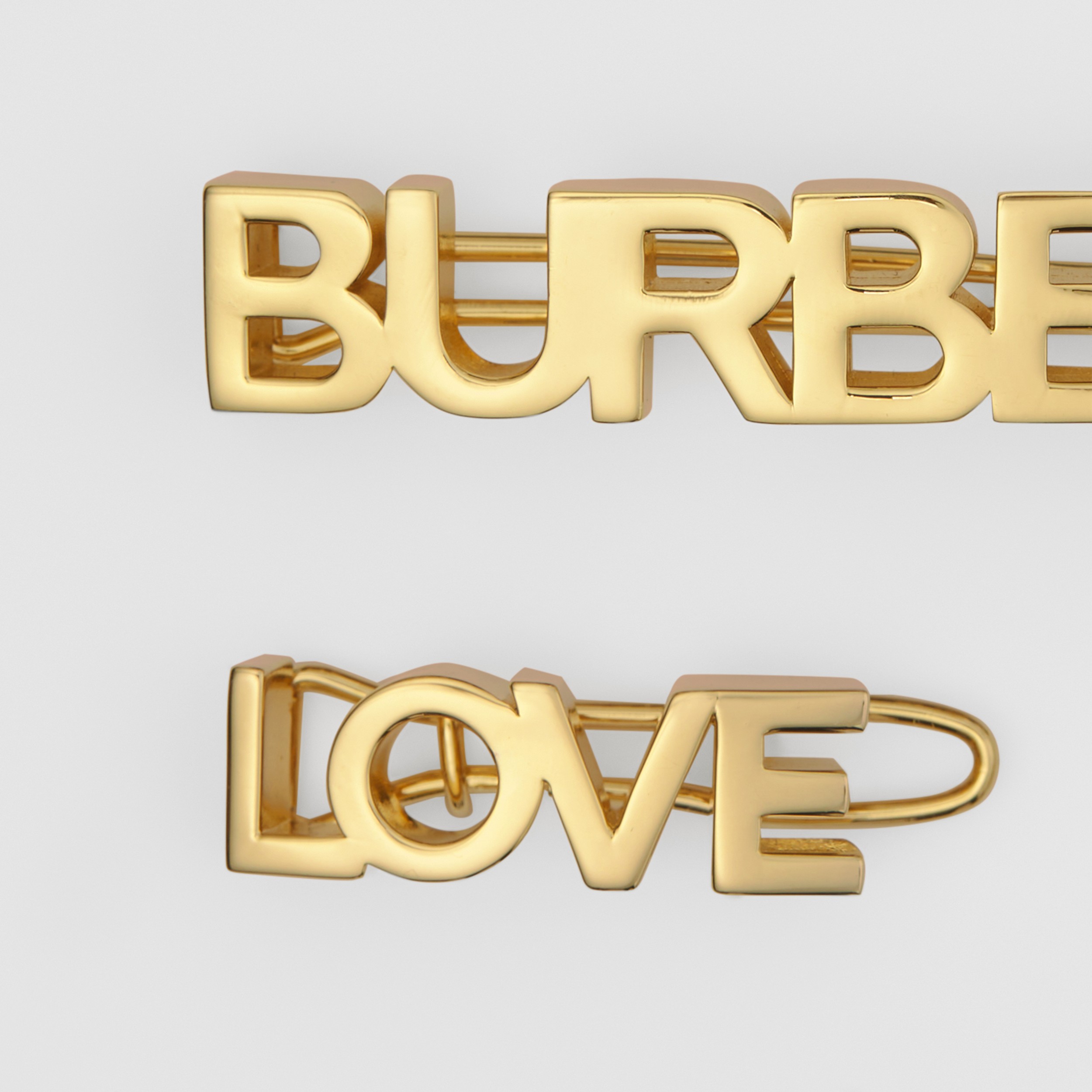 Gold-plated Logo and Love Hair Clips in Light - Women | Burberry® Official - 2
