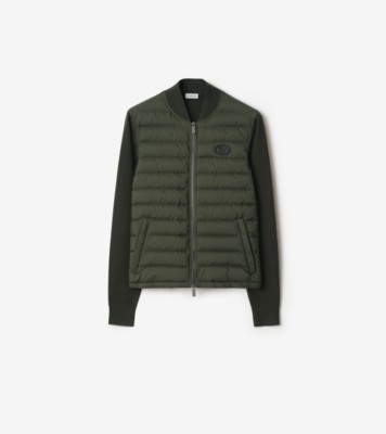 BURBERRY　ダークグリーン ウールジャケット キルティング ナイロン＆ウール ジャケット (シェールグリーン