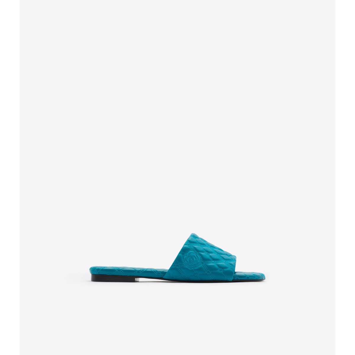 Burberry Leather Quilt Slides In Kingfisher In Kingfisher