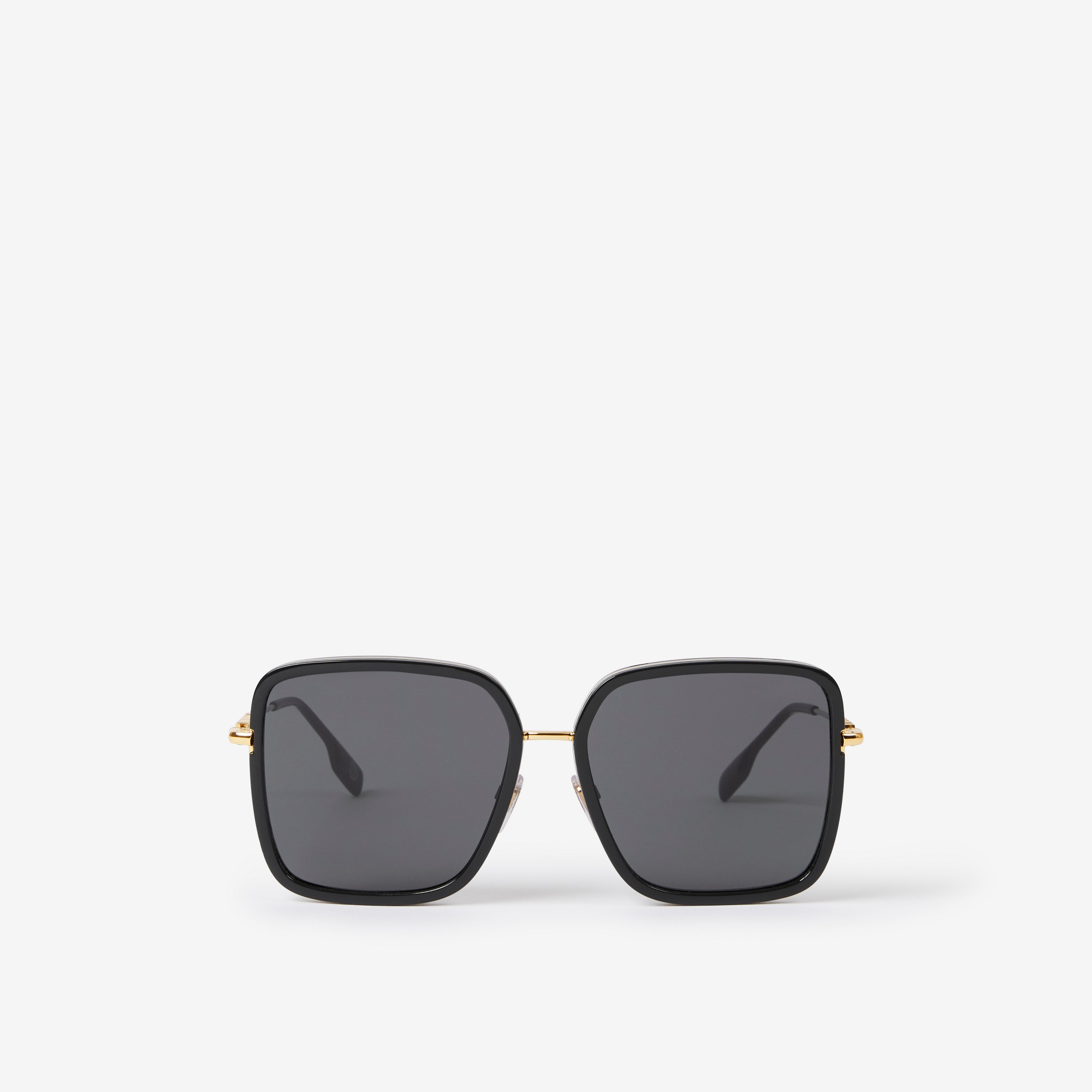 Óculos de sol com armação quadrada oversize (Preto/dourado Claro) - Mulheres | Burberry® oficial - 1