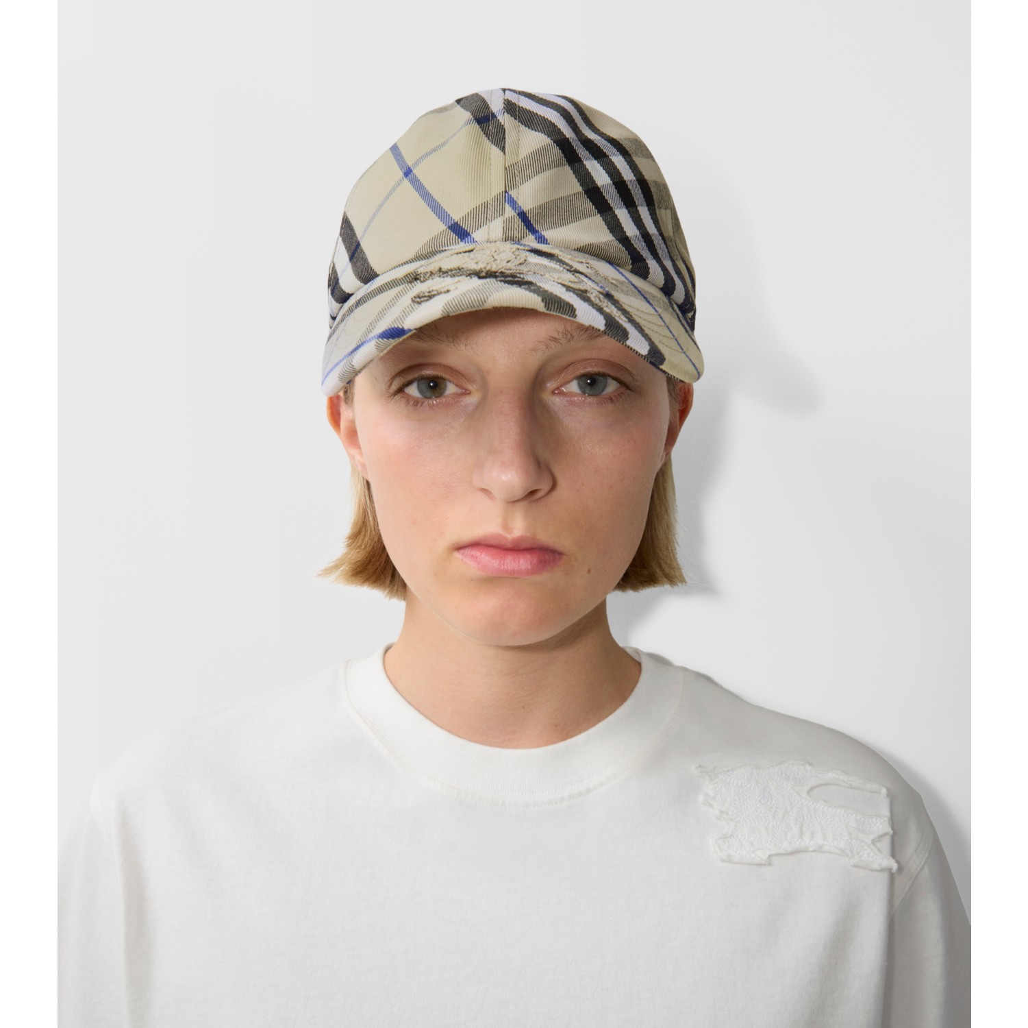 Check Cotton Blend Baseball Cap