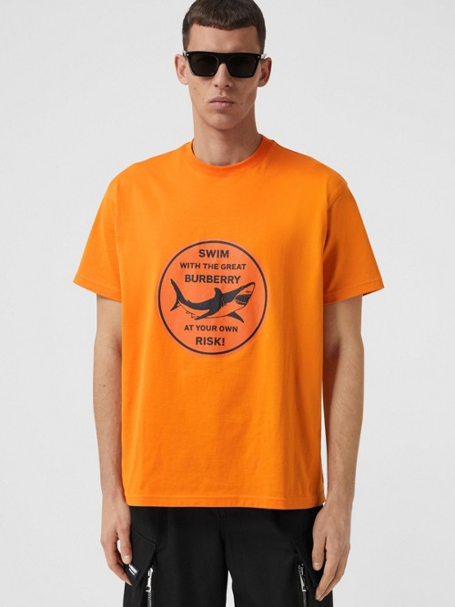 Burberry Cottons Shark Graphic Cotton Oversized T-shirt
