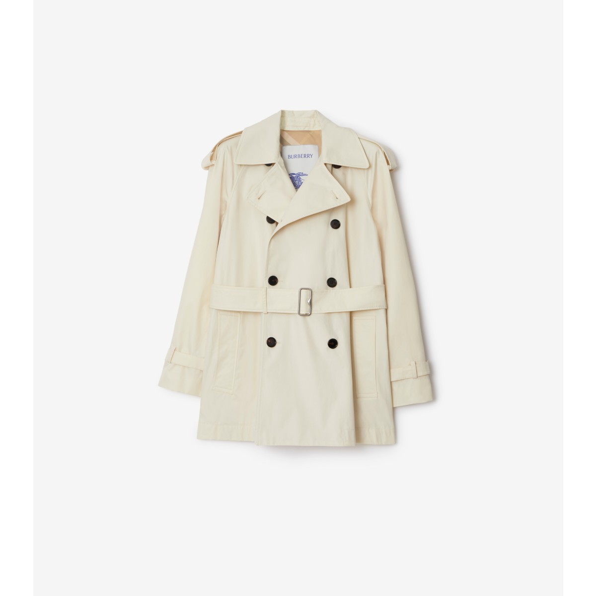 Burberry Belted Double-breasted Short Trench Coat In Calico