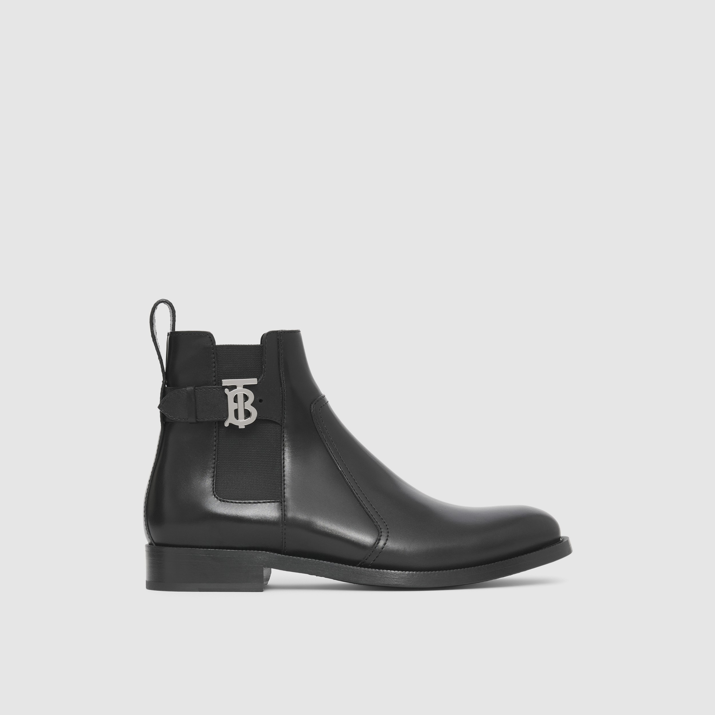 Monogram Motif Leather Chelsea Boots in Black - Men | Burberry® Official - 1