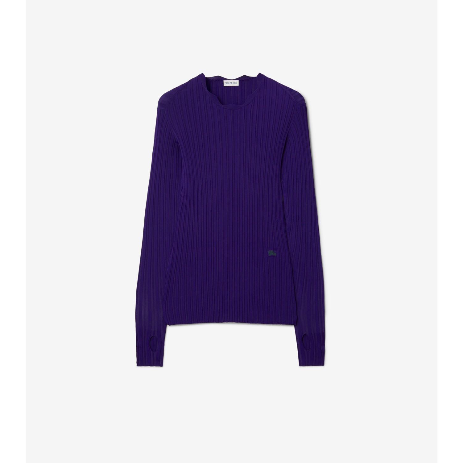 Buy the Womens Purple Knit Crew Neck Long Sleeve Ribbed Pullover