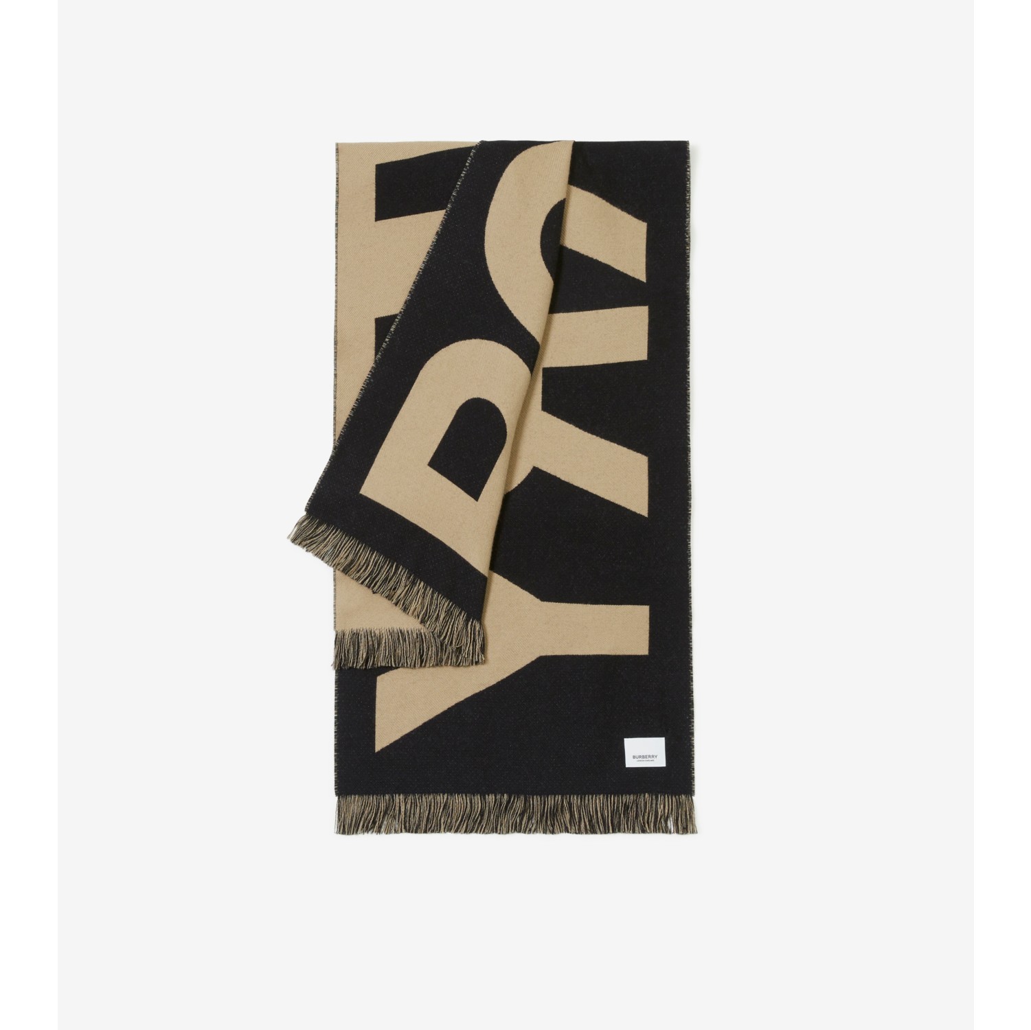 Burberry logo store wool jacquard scarf