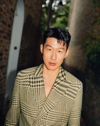 Son Heung-Min wears Prince of Wales check wool blend jacquard