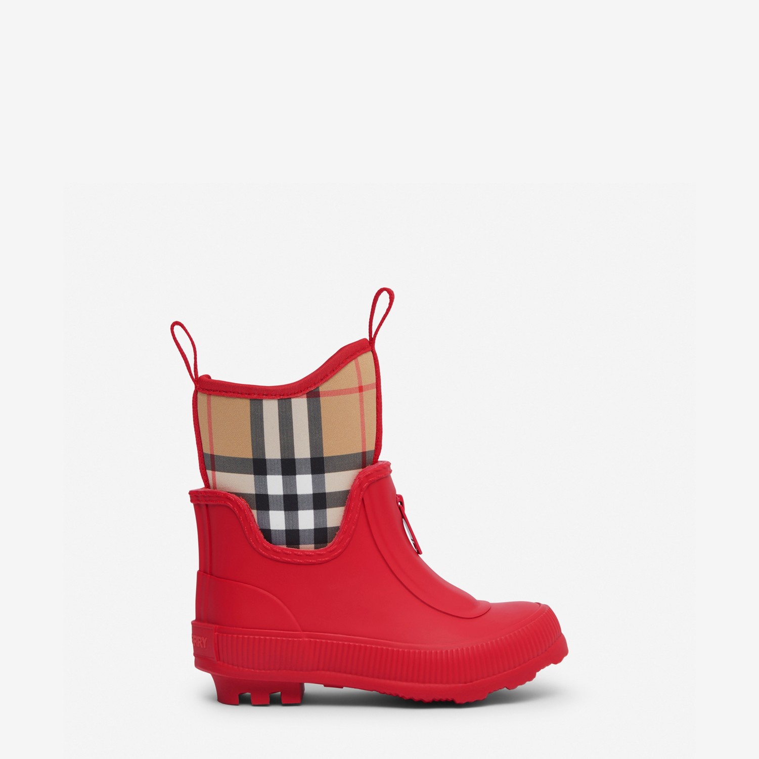 Vintage 格纹橡胶雨靴 (亮红色) - 儿童 | Burberry® 博柏利官网
