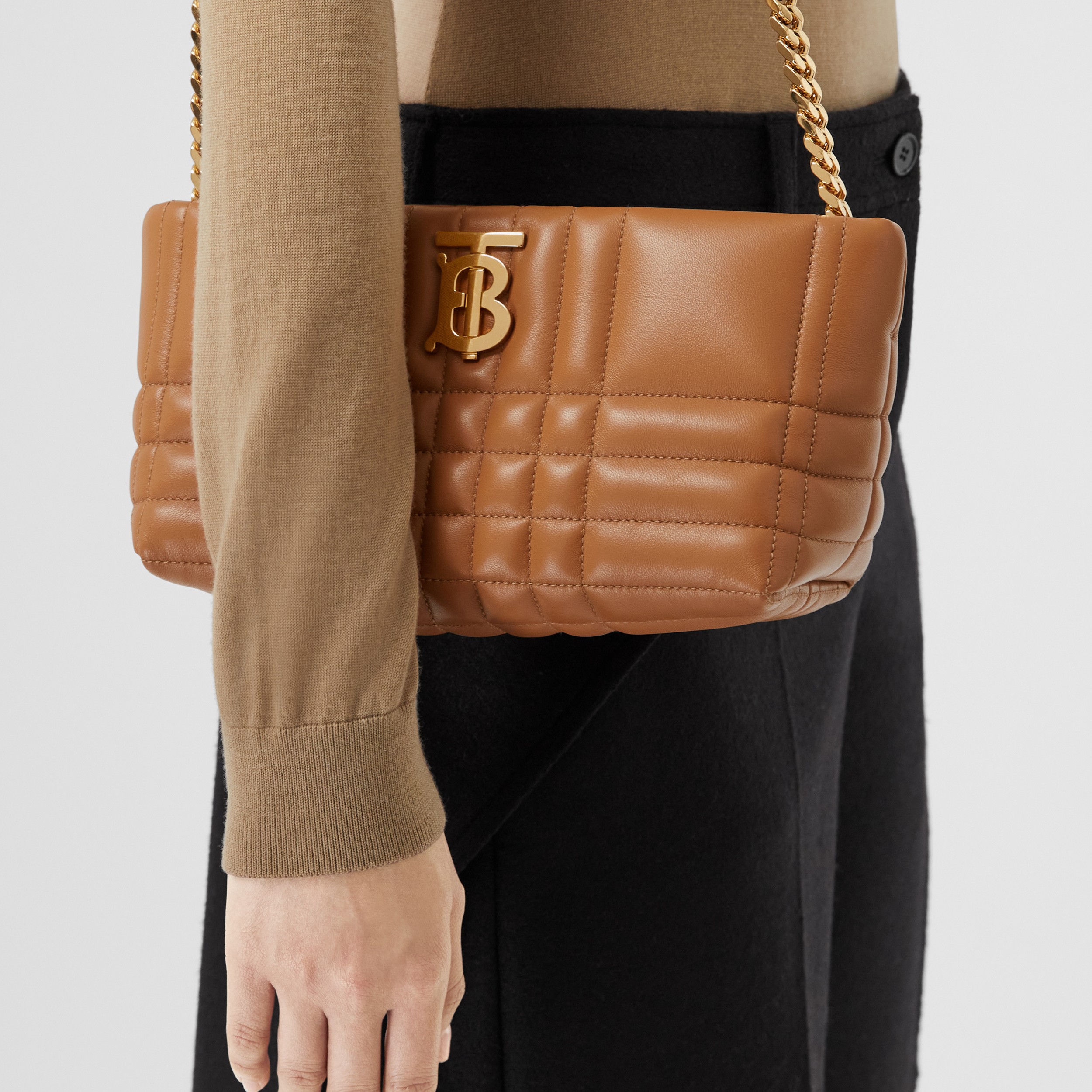 Quilted Leather Small Soft Lola Bag in Maple Brown - Women | Burberry® Official - 3