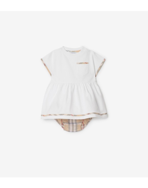 Vestido de algodão com calcinha e detalhe Check