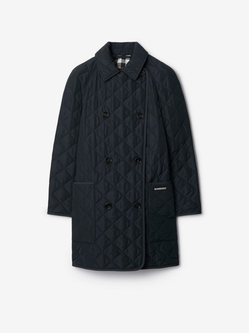 Burberry Quilted Coat In Black