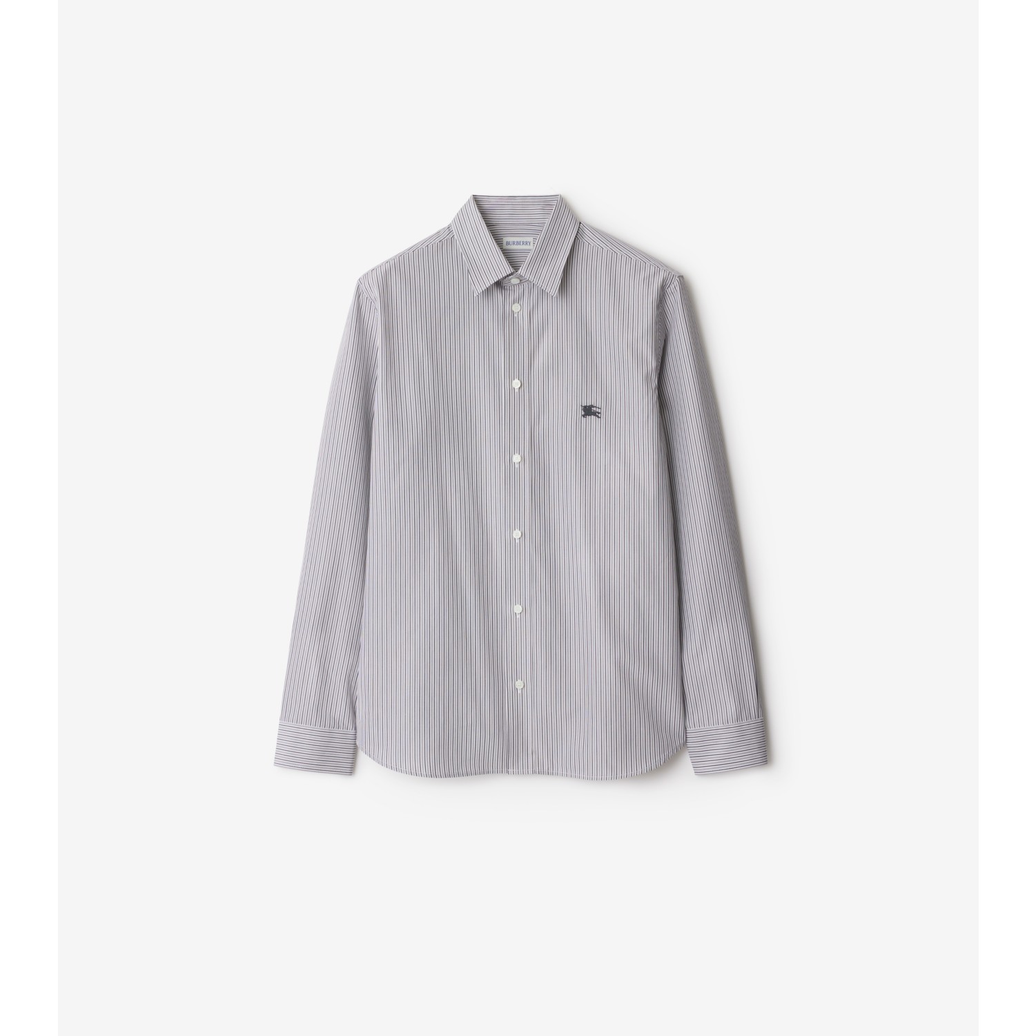 Camisa en algodón a rayas con corte estándar