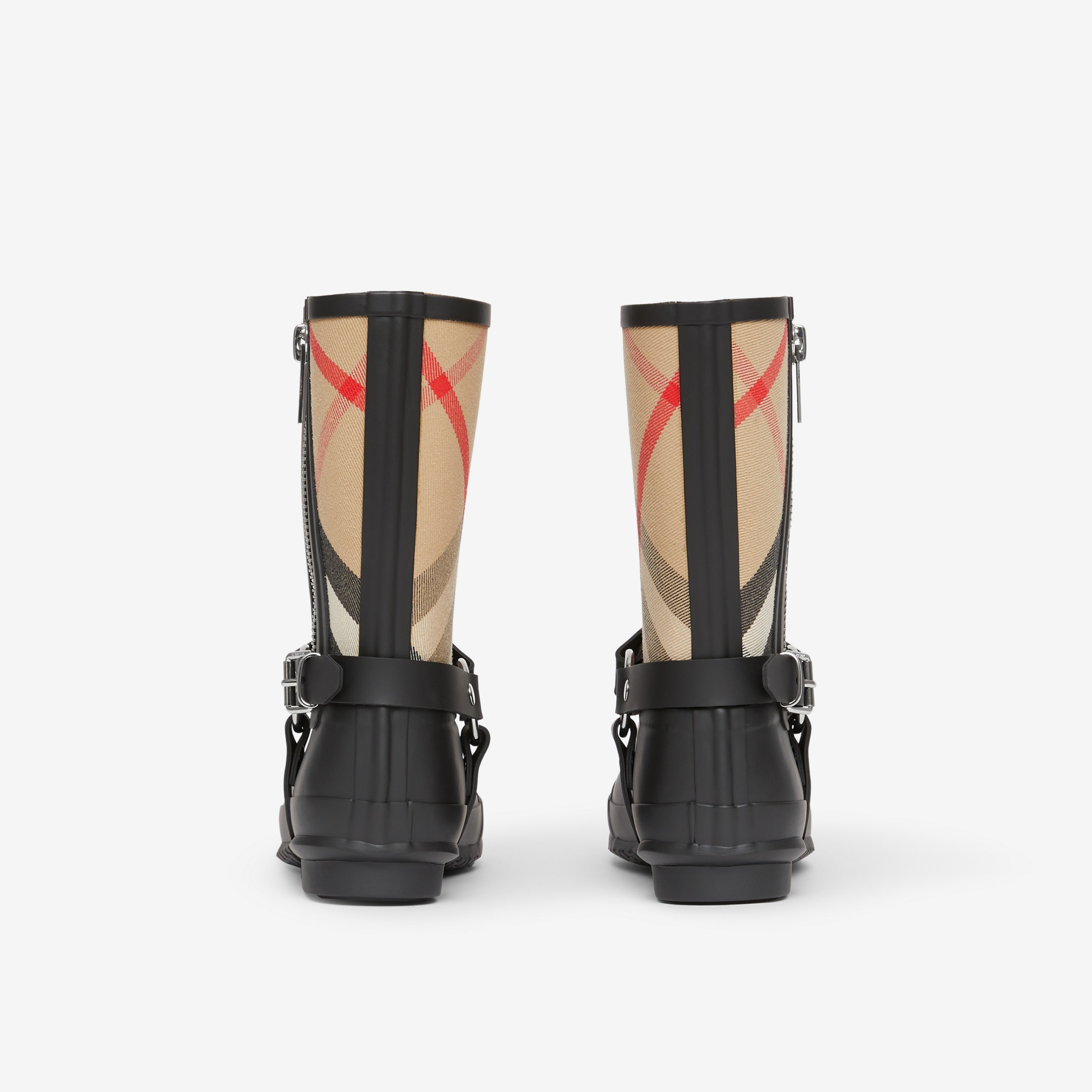 Strap Detail House Check Rubber Rain Boots in Black/archive Beige - Women | Burberry® Official - 3