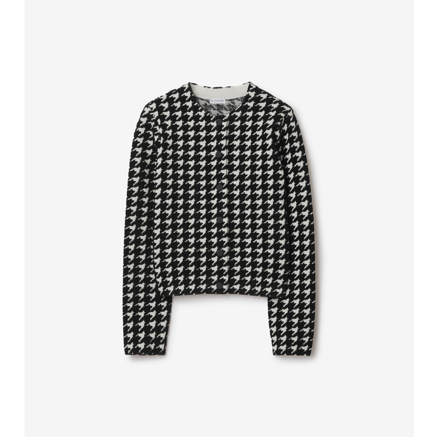 Houndstooth Nylon Blend Cardigan