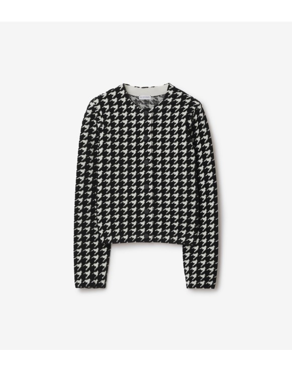 Houndstooth Nylon Blend Cardigan