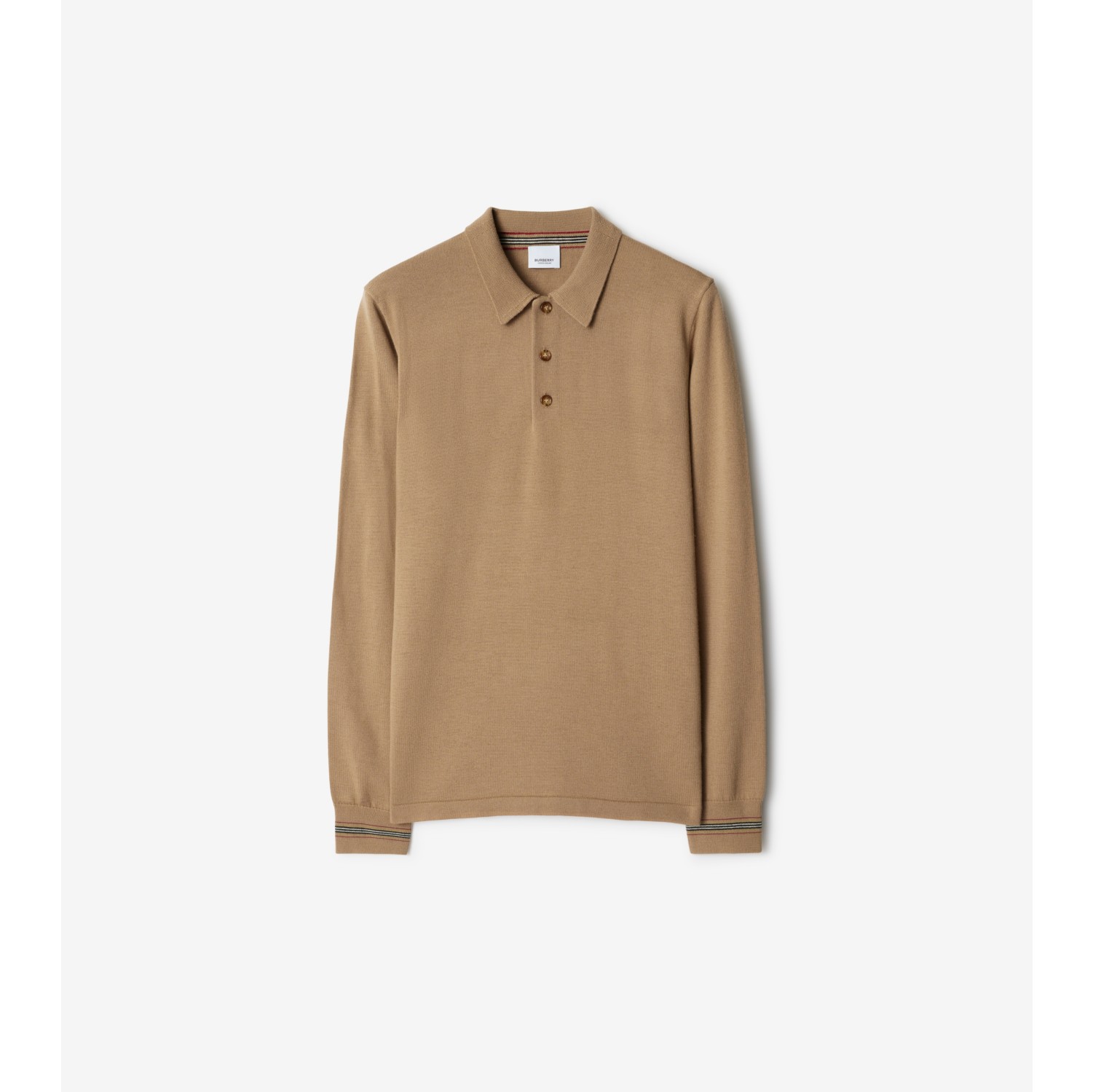 Wool Polo Shirt in Camel - Men | Burberry® Official