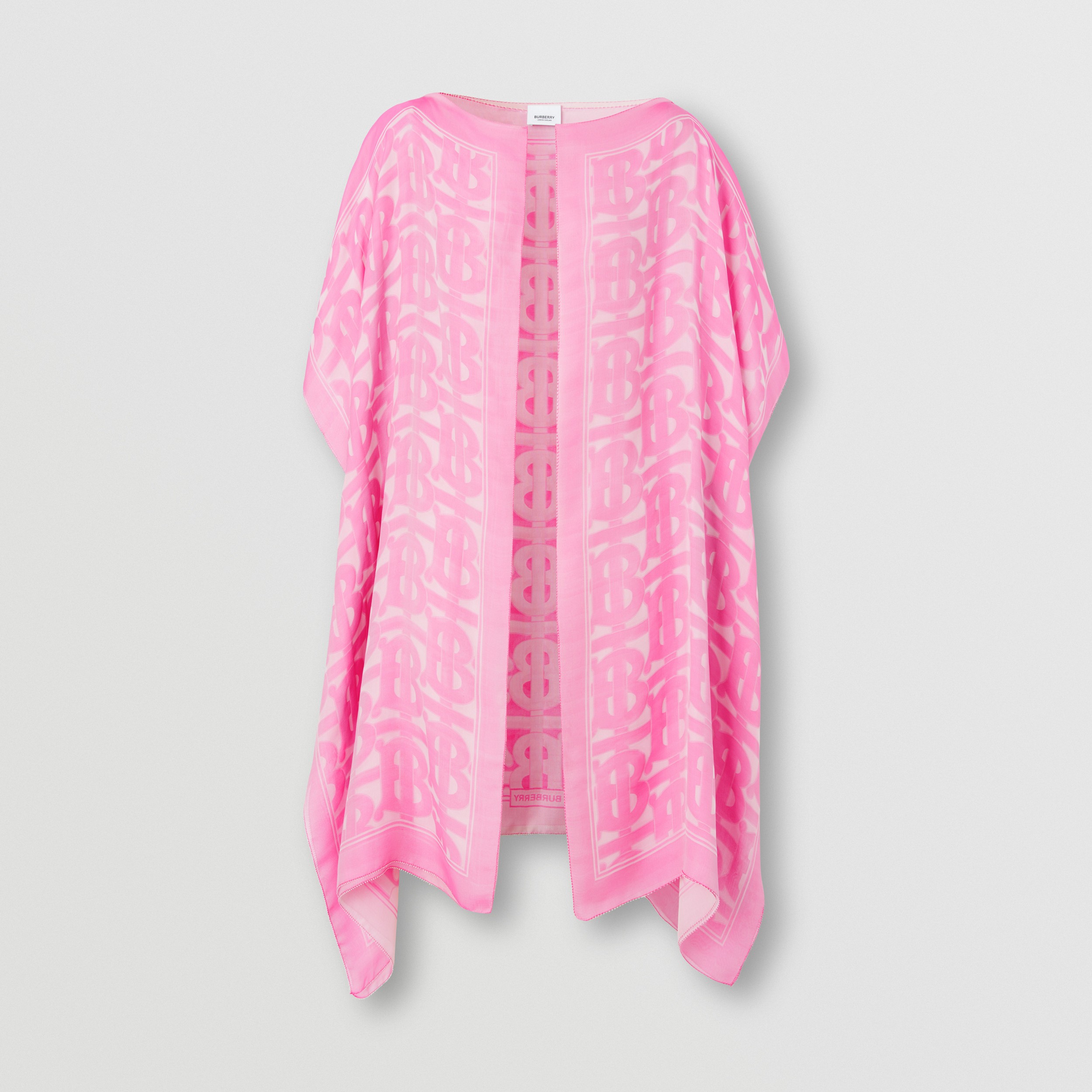 Monogram Silk Chiffon Jacquard Cape in Bubblegum Pink - Women | Burberry® Official - 4