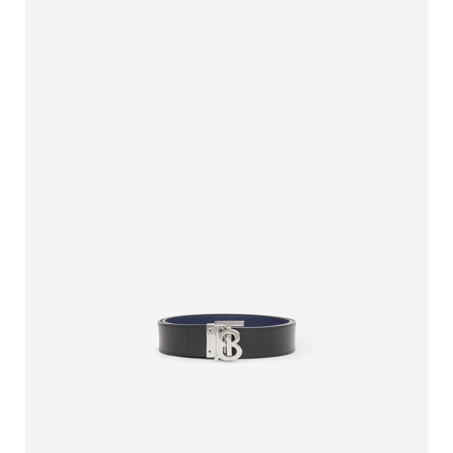 Reversible Leather TB Belt in Navy black Men Burberry Official