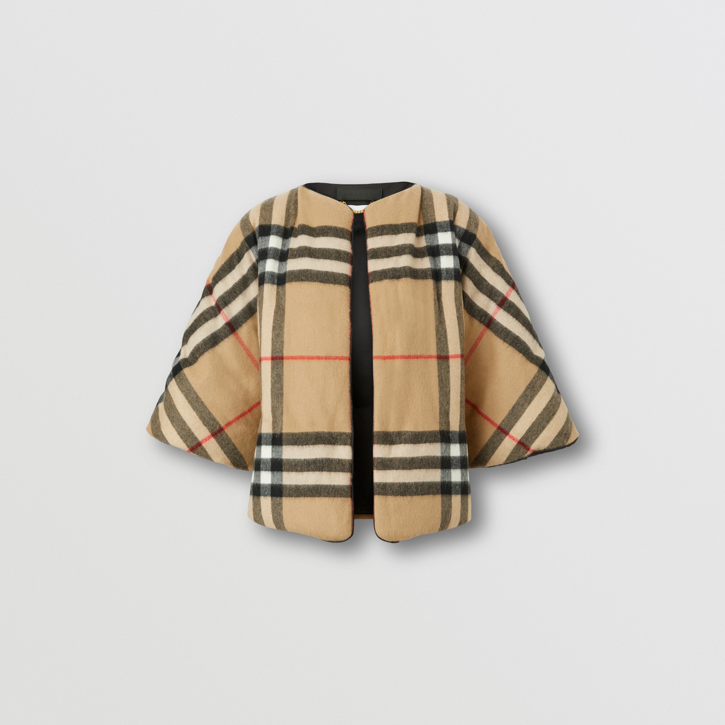 Capa de lã e cashmere com estampa xadrez (Bege Clássico) - Mulheres | Burberry® oficial - 4