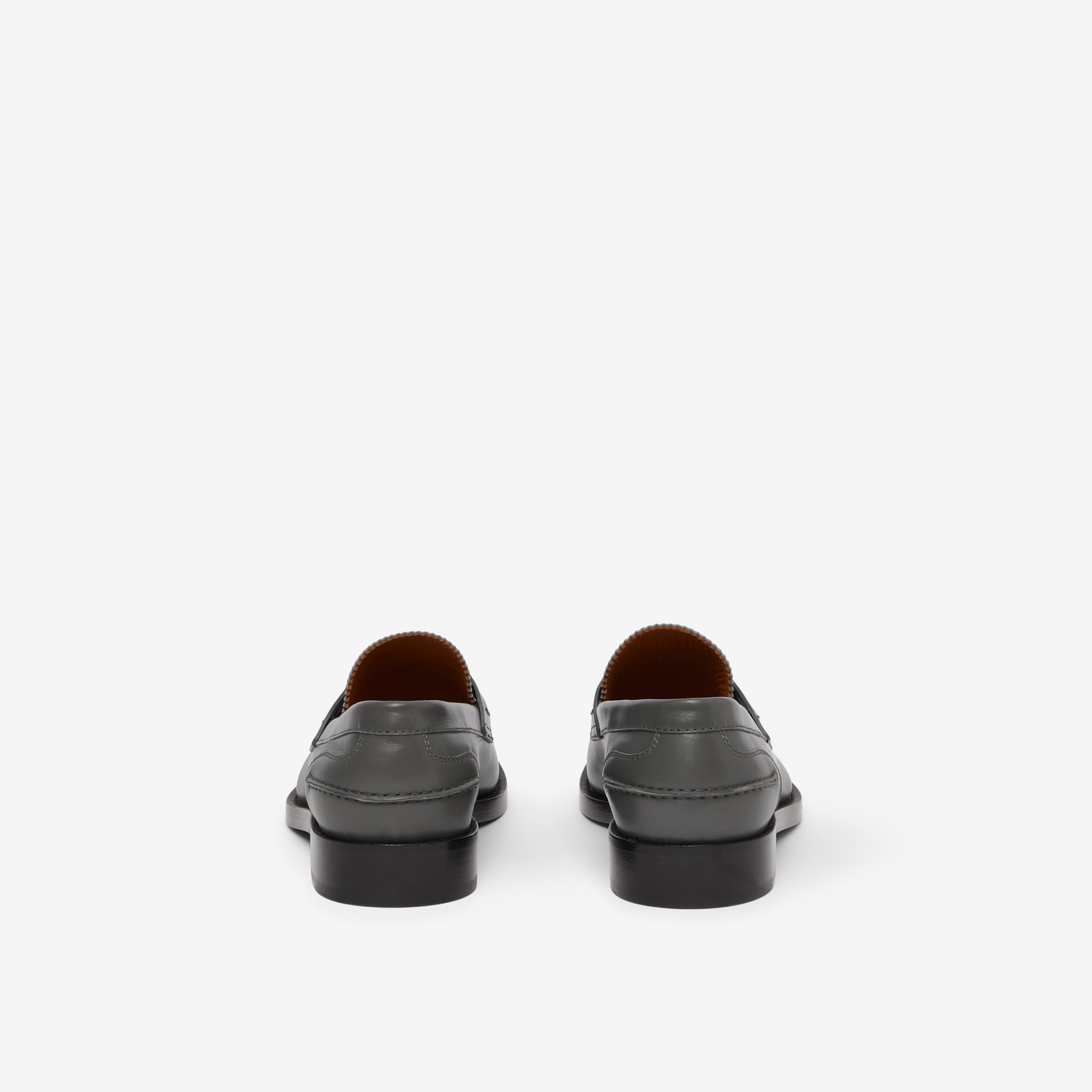 Monogram Motif Leather Loafers in Dark Grey Melange - Men | Burberry® Official - 3