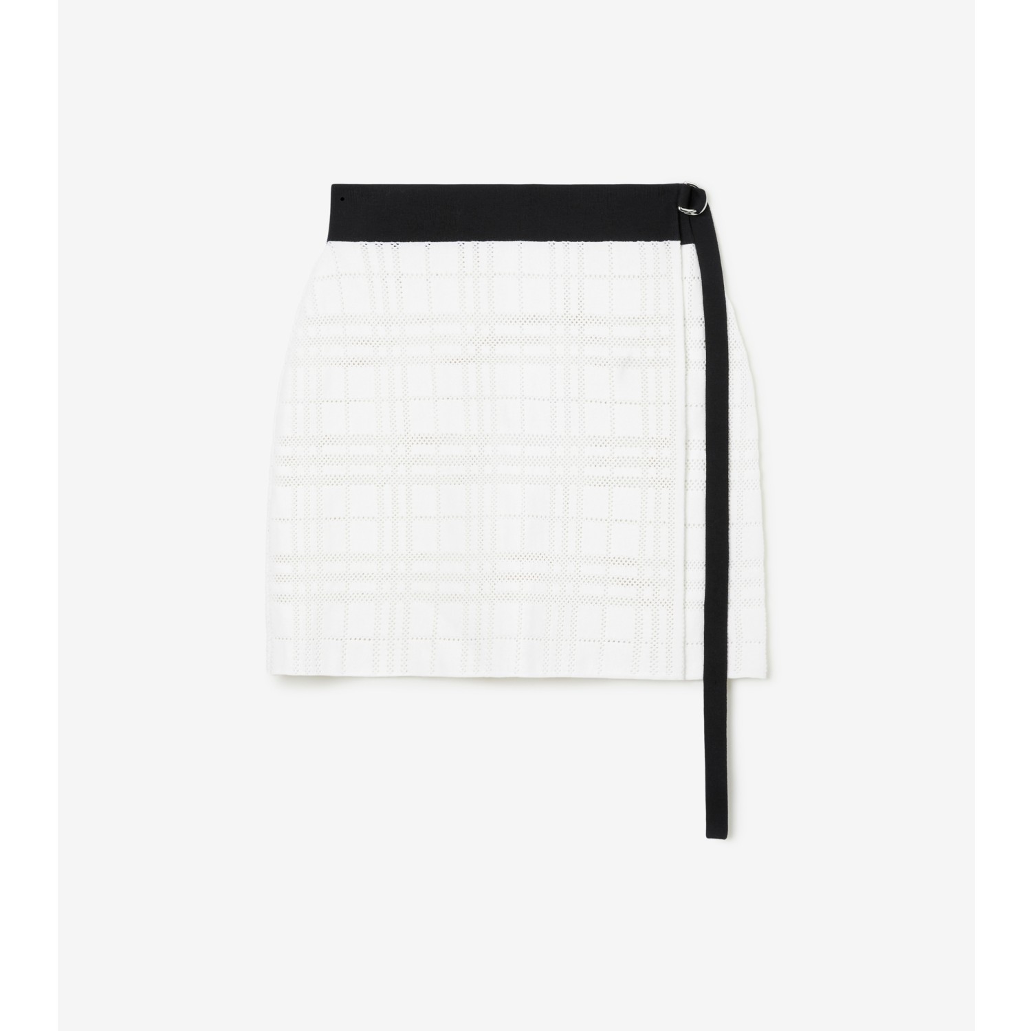 Check Technical Cotton Wrap Skirt in White - Women | Burberry