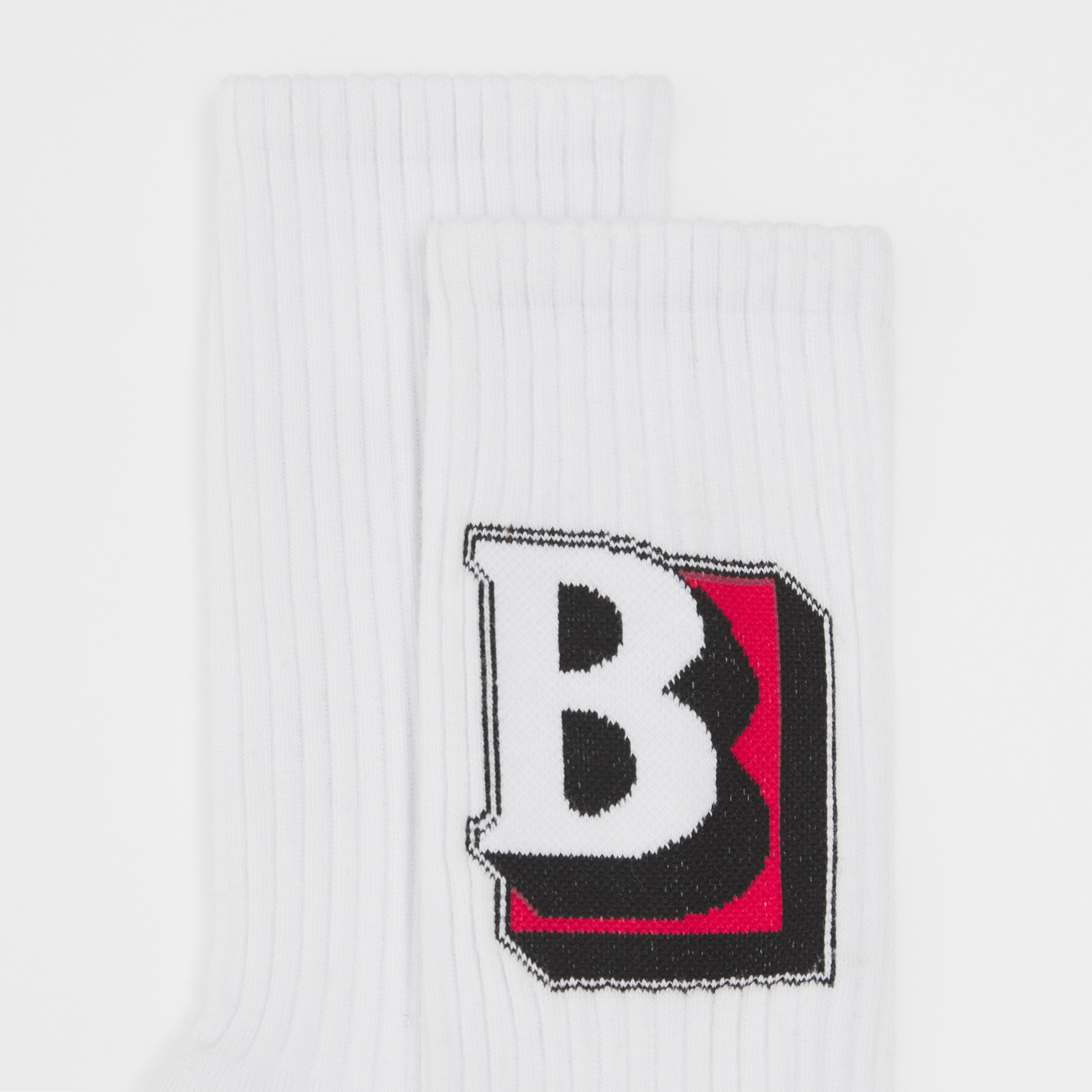 Letter Graphic Intarsia Cotton Blend Socks in White | Burberry® Official - 2