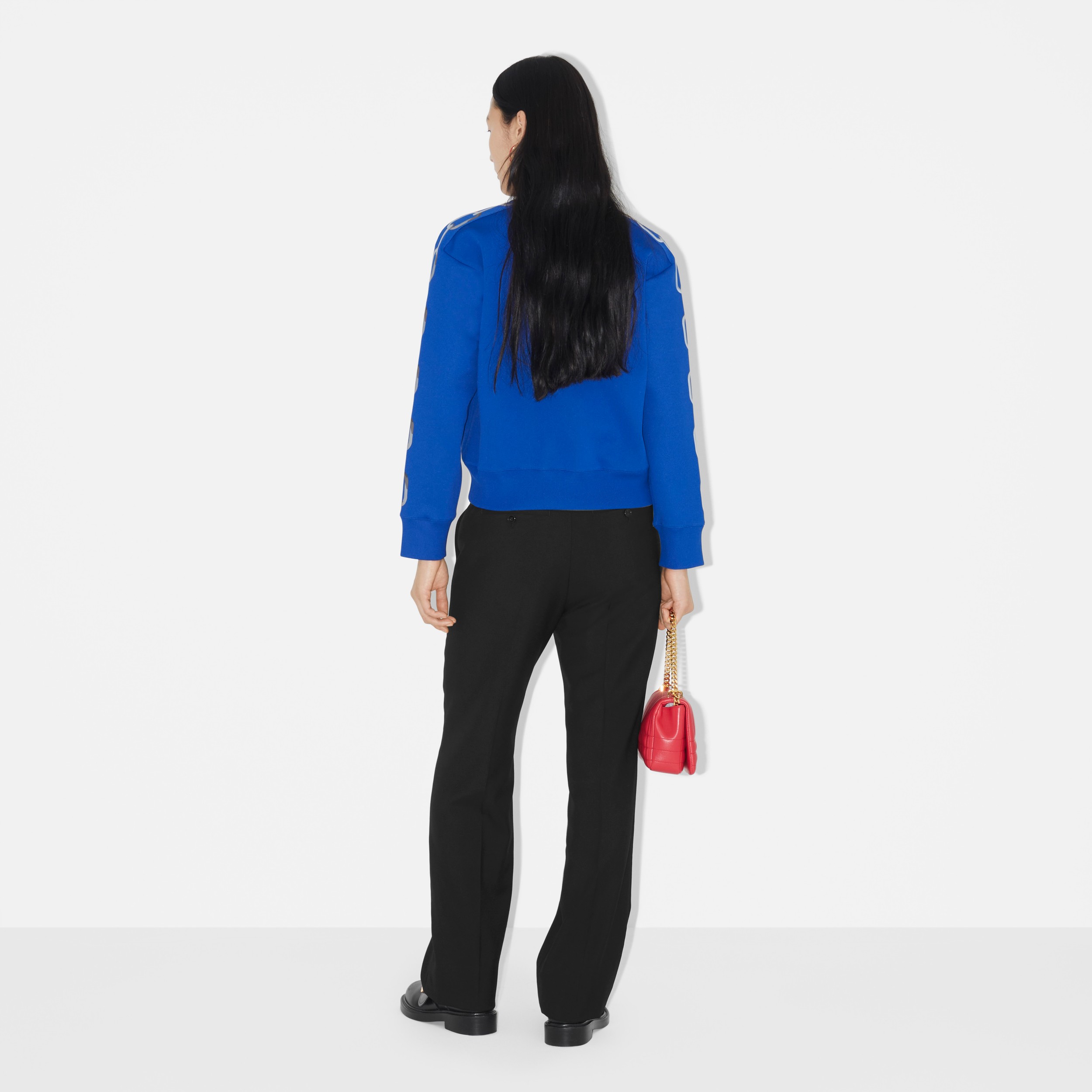 Chain Print Viscose Blend Bomber Jacket in True Cobalt - Women | Burberry® Official - 4