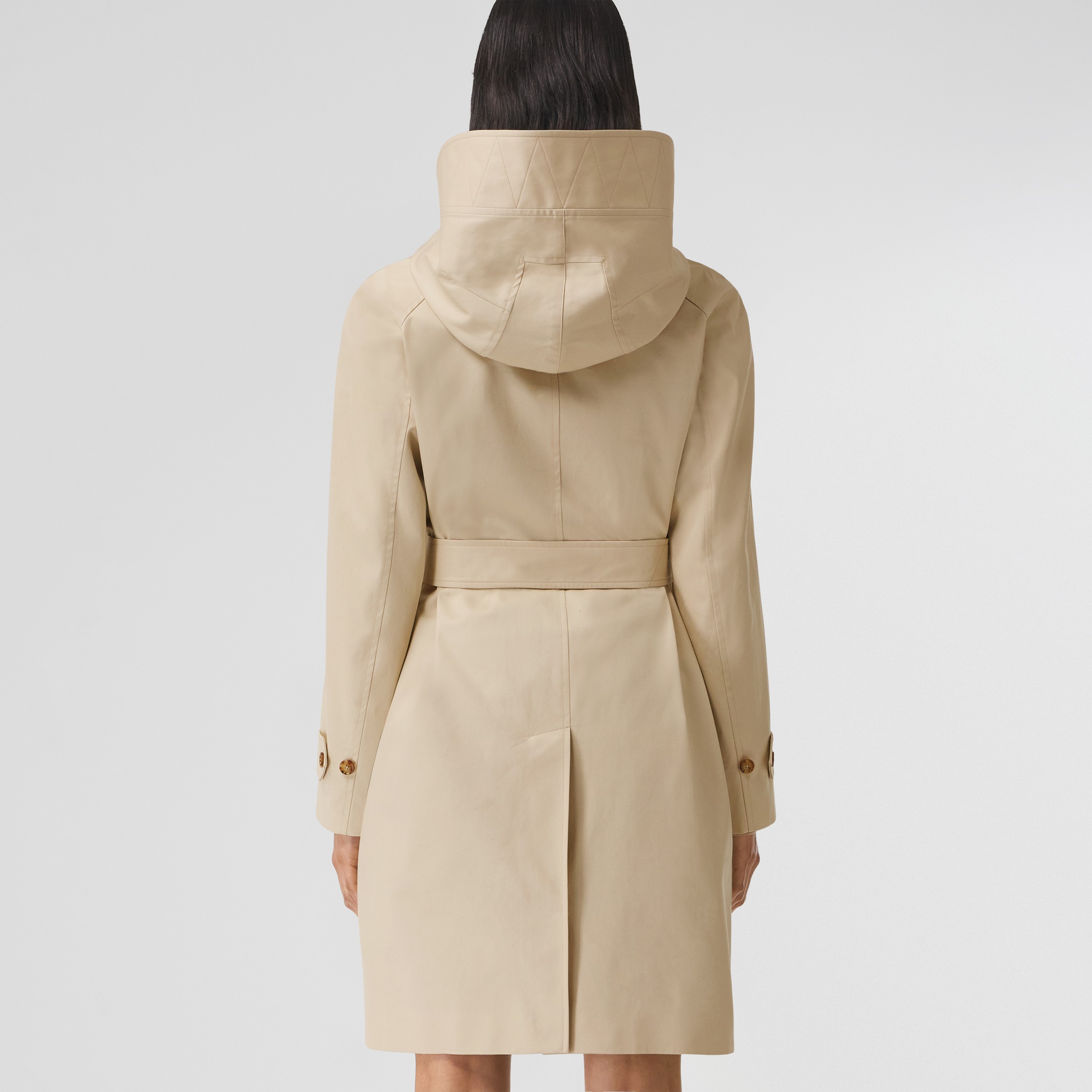 Cotton Gabardine Hooded Car Coat in Pale Stone - Women | Burberry® Official - 3