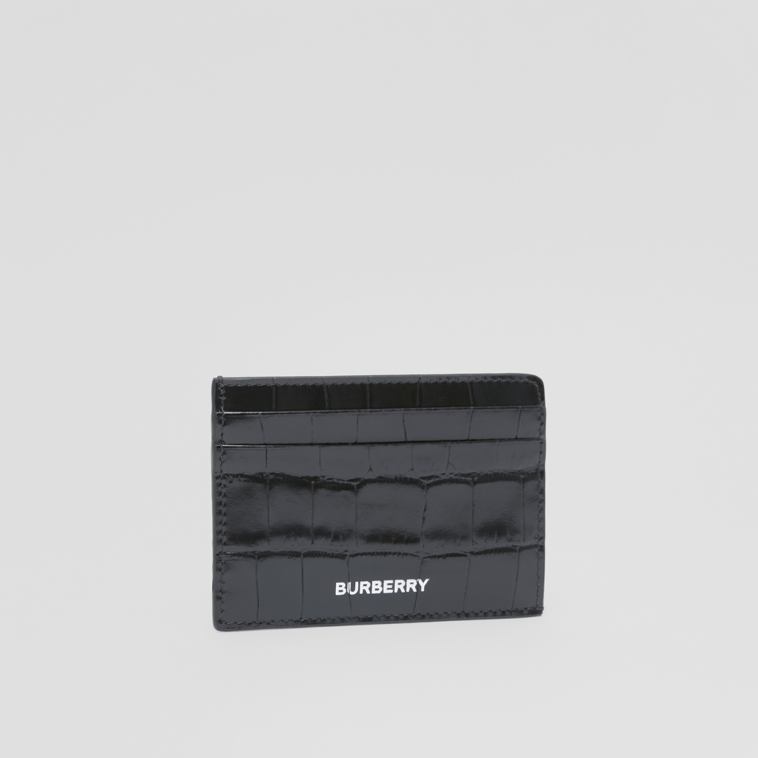 Embossed Leather Card Case in Black - Men | Burberry® Official - 3