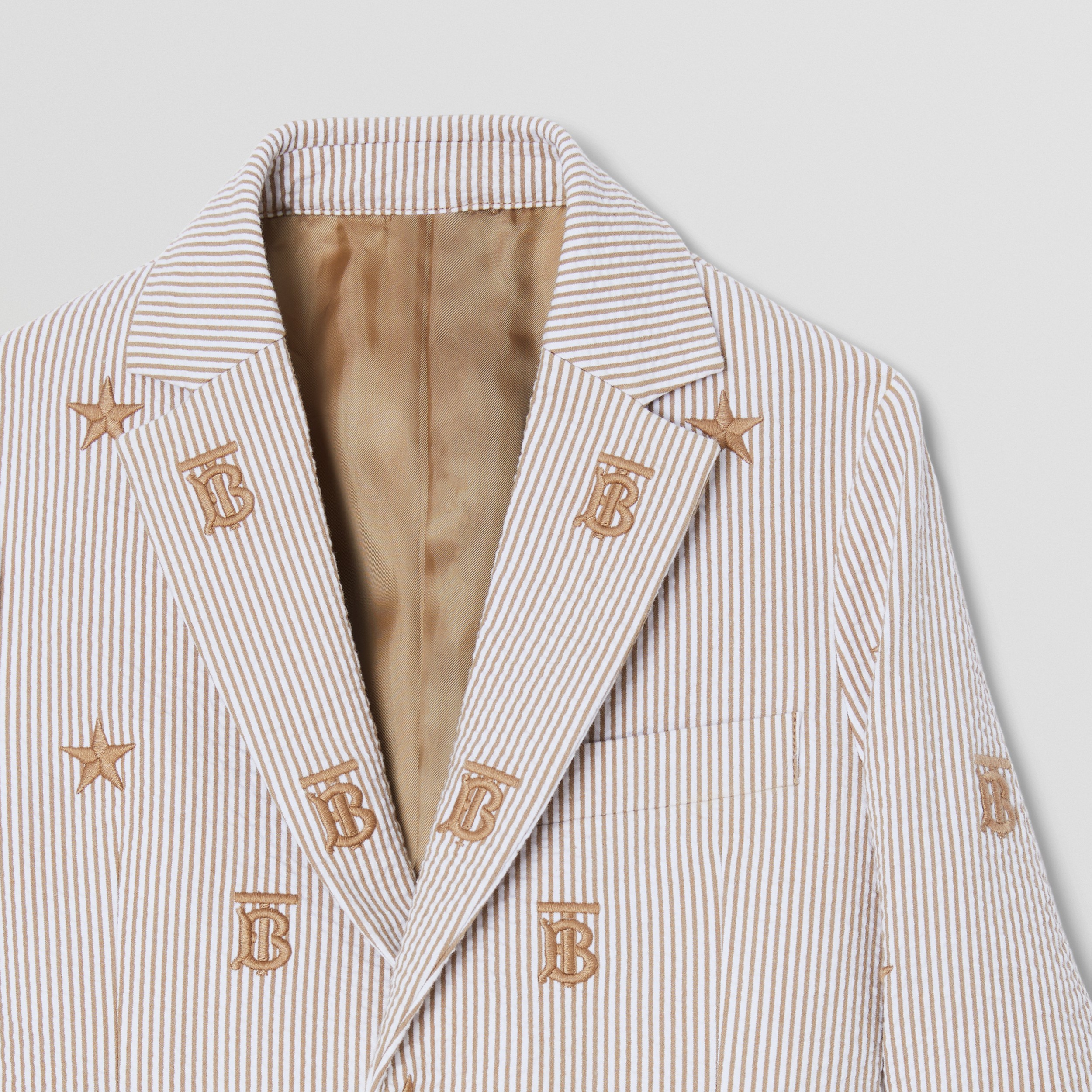 Star and Monogram Motif Cotton Blend Blazer in Soft Fawn | Burberry® Official - 4