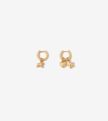 Mini Charm Hoop Earrings in Gold - Women | Burberry® Official