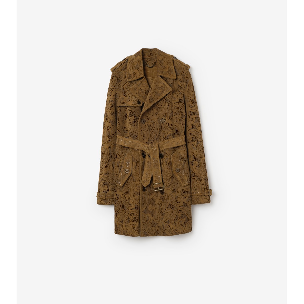  Check Mid-length Paisley Suede Lawshall Trench Coat