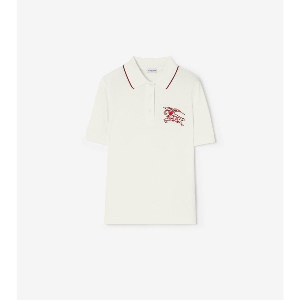  Embroidered Heart Knight Cotton Polo Shirt