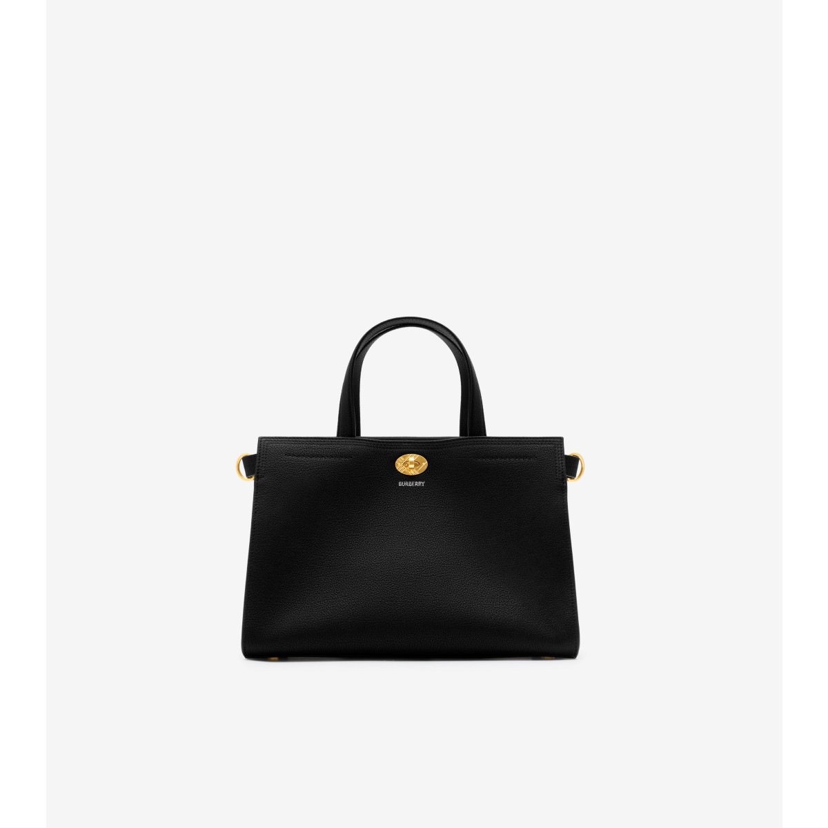 Burberry Mini Cotswold Grained Leather Top Handle Bag In Black